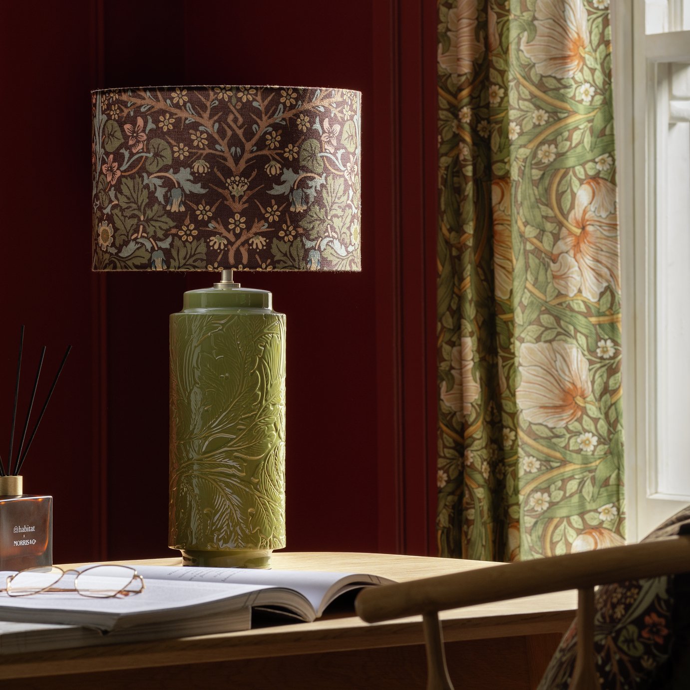 Habitat x Morris & Co. Blackthorn Green Ceramic Lamp