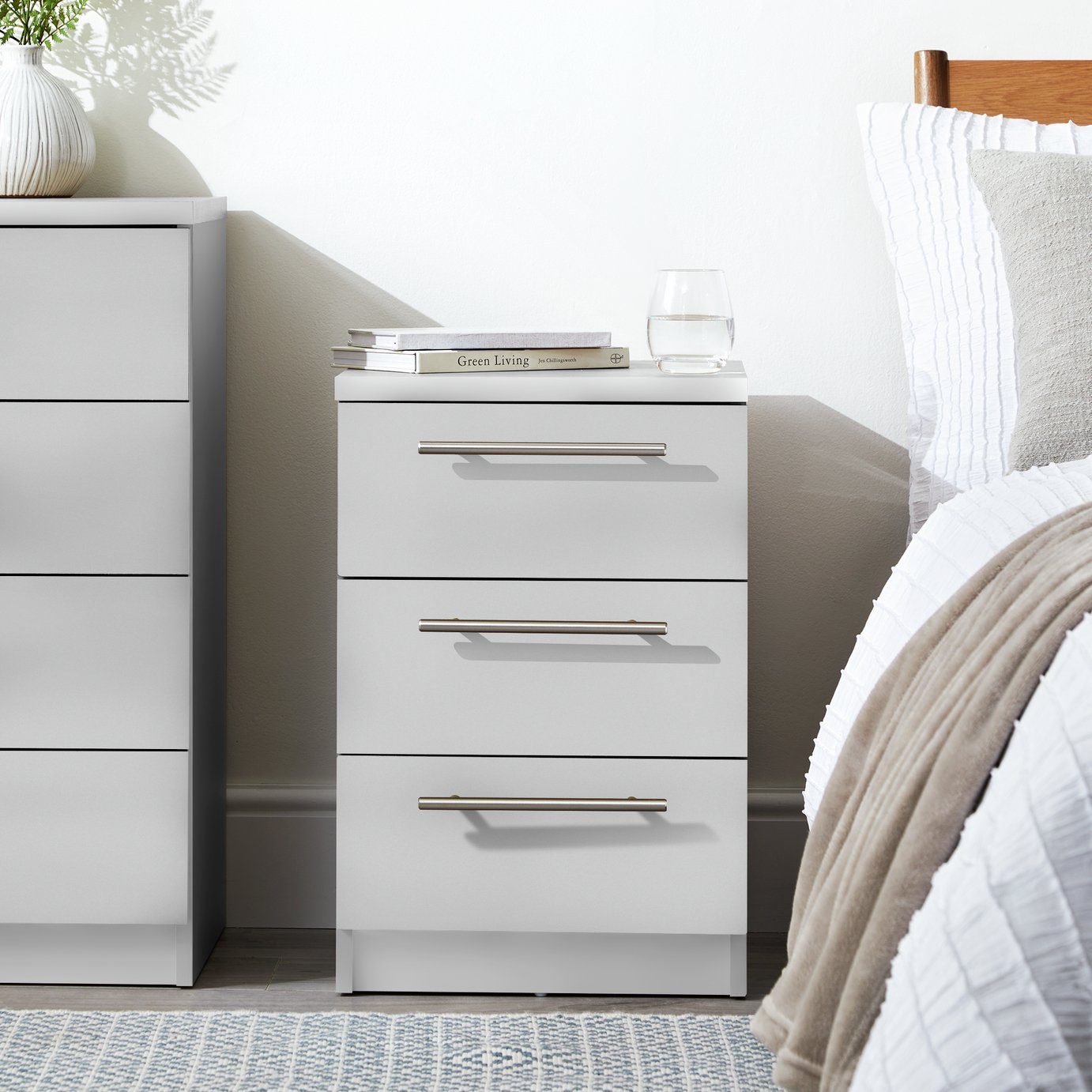 Argos Home Brisbane 3 Drawers Bedside Table