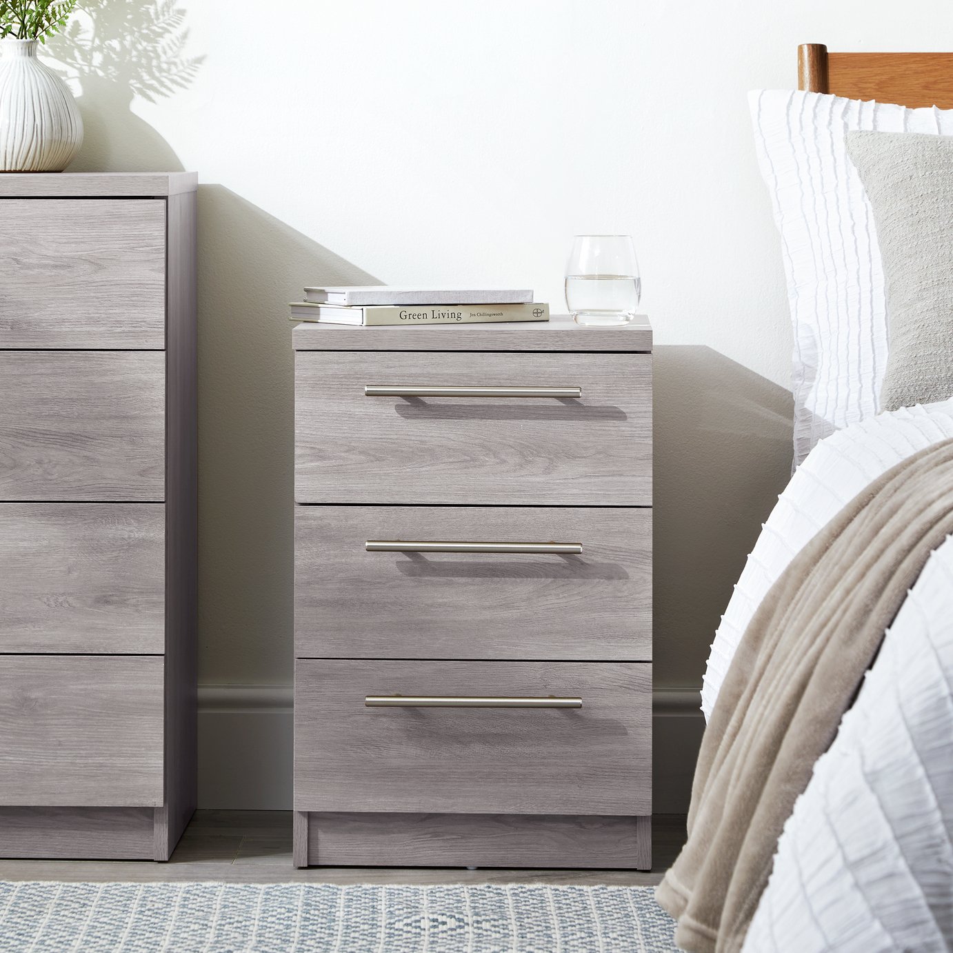 Argos Home Brisbane 3 Drawers Bedside Table