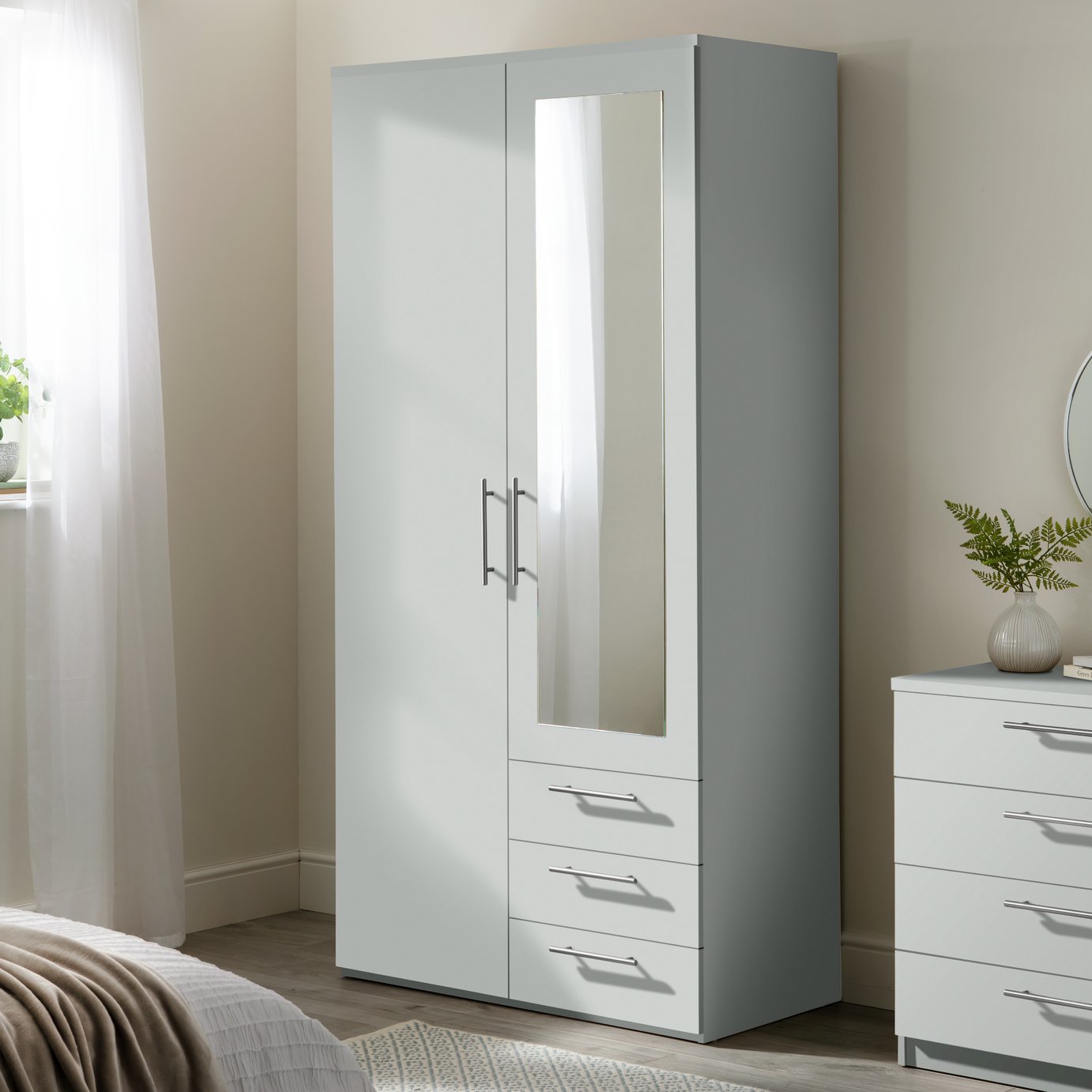 Argos Home Brisbane 2 Door 3 Drawer Mirror Wardrobe