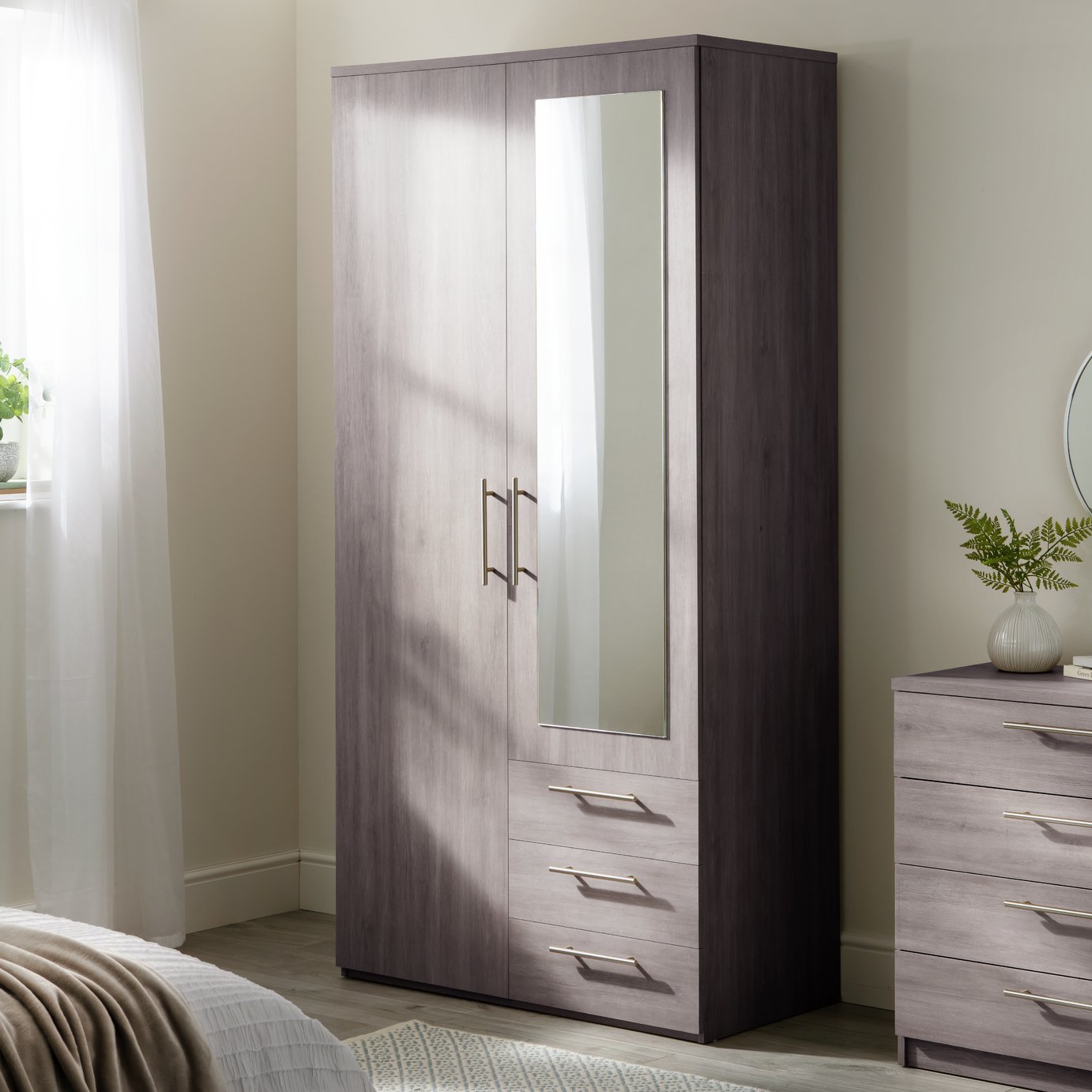 Argos Home Brisbane 2 Door 3 Drawer Mirror Wardrobe