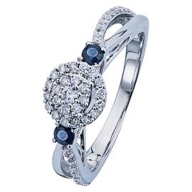 Revere 9ct White Gold Sapphire and 0.33ct Diamond Halo Ring