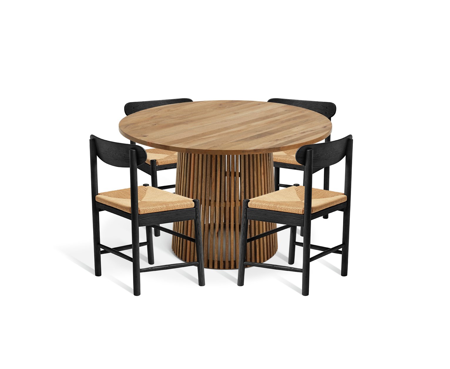 Habitat Jericho Natural Dining Table & 4 Black Chairs