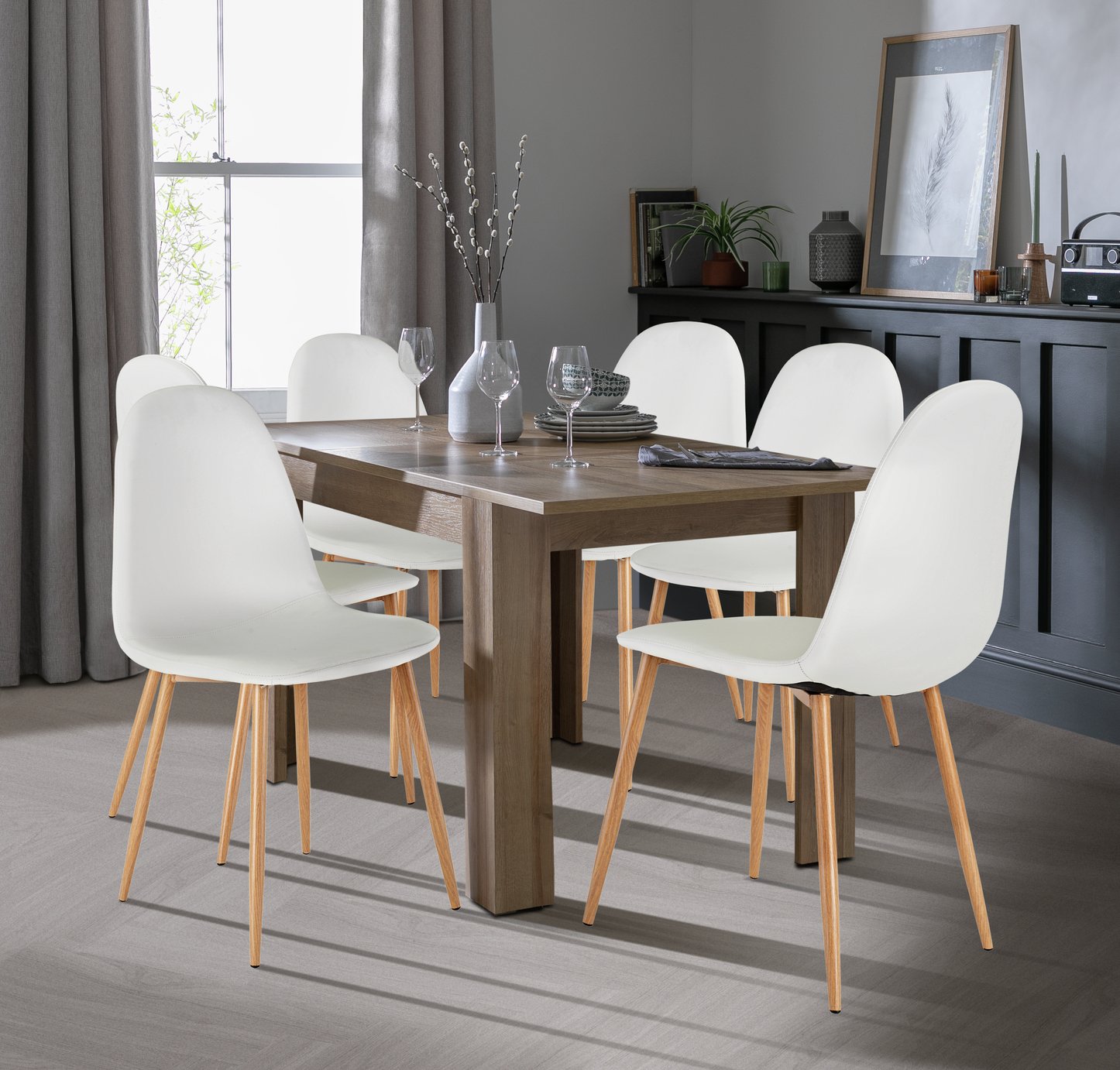 Argos Home Miami Extending Oak Dining Table & 6 Chairs