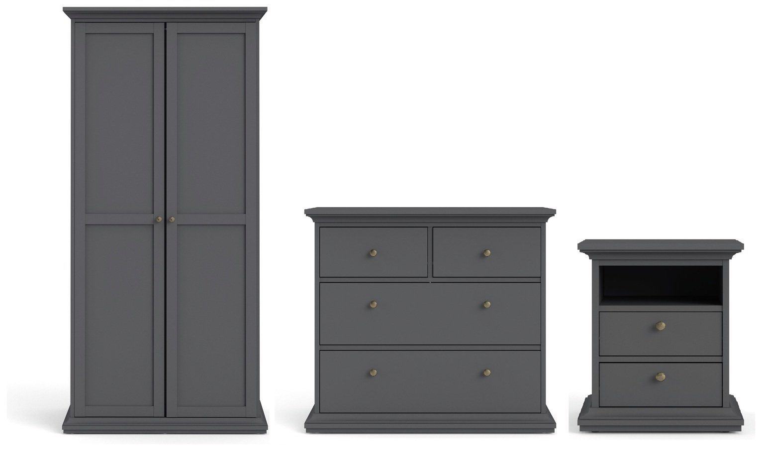 Tvlium Paris 3 Piece 2 Door Wardrobe Set