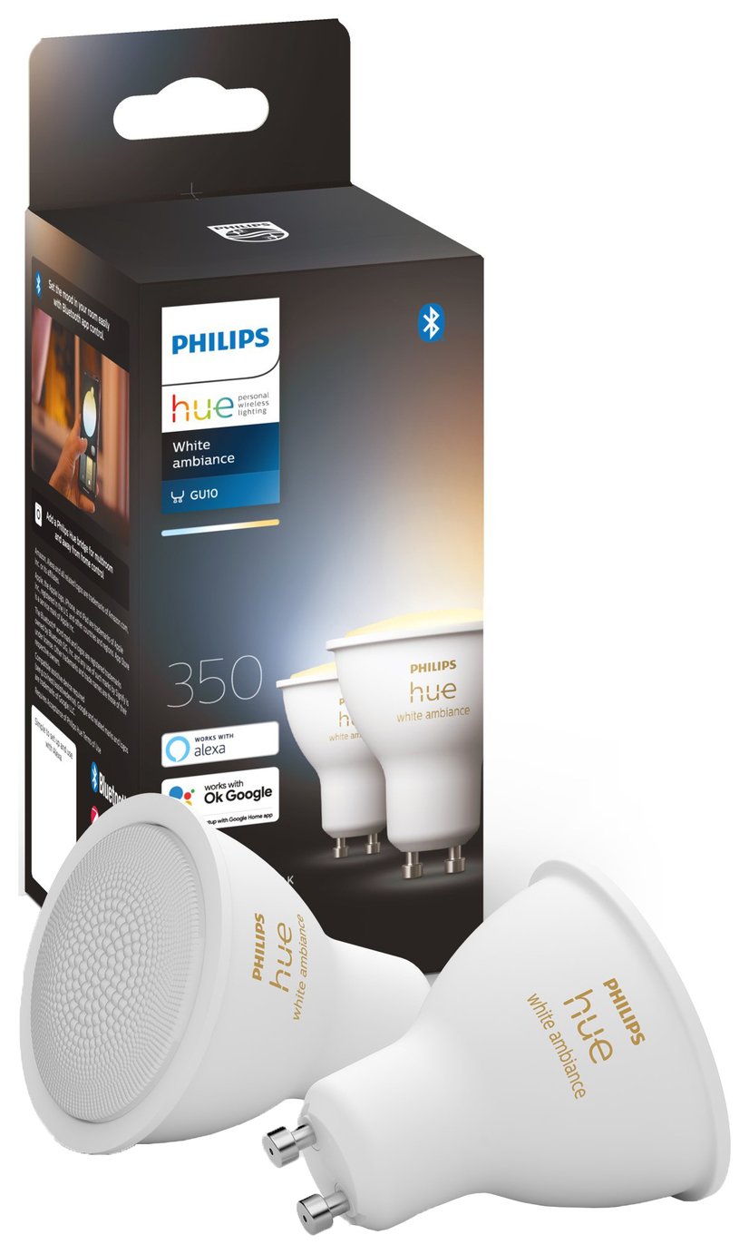 Philips Hue Tunable White GU10 5W Smart LED Bulbs - 2 Pack 