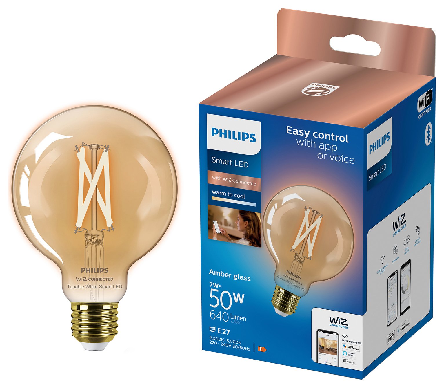 Philips 50W Smart LED Tunable Filament G95 E27 Bulb