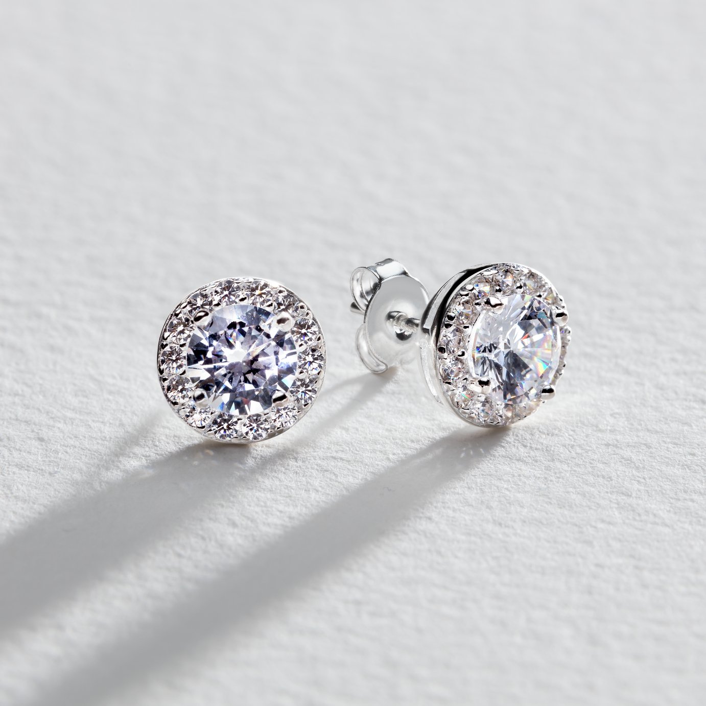 Revere Sterling Silver Cubic Zirconia Halo Stud Earrings