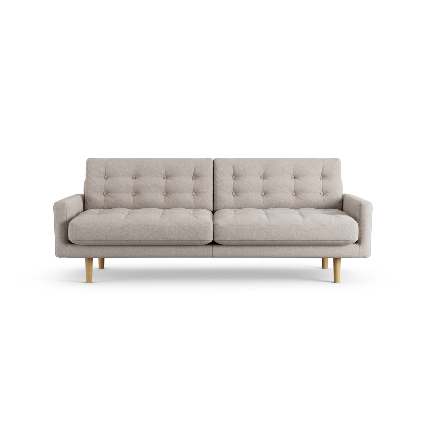 Habitat Fenner Fabric 3 Seater Sofa - Stone - Ash Leg