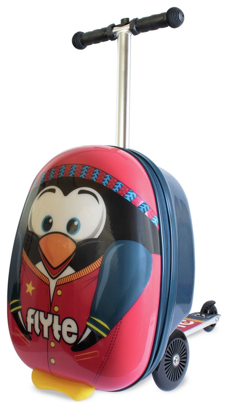 Flyte Perry The Penguin Folding Scooter Kids Suitcase - Red