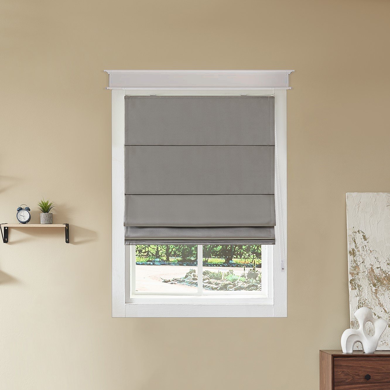 Little Black Book Blackout Dove Grey Roman Blind