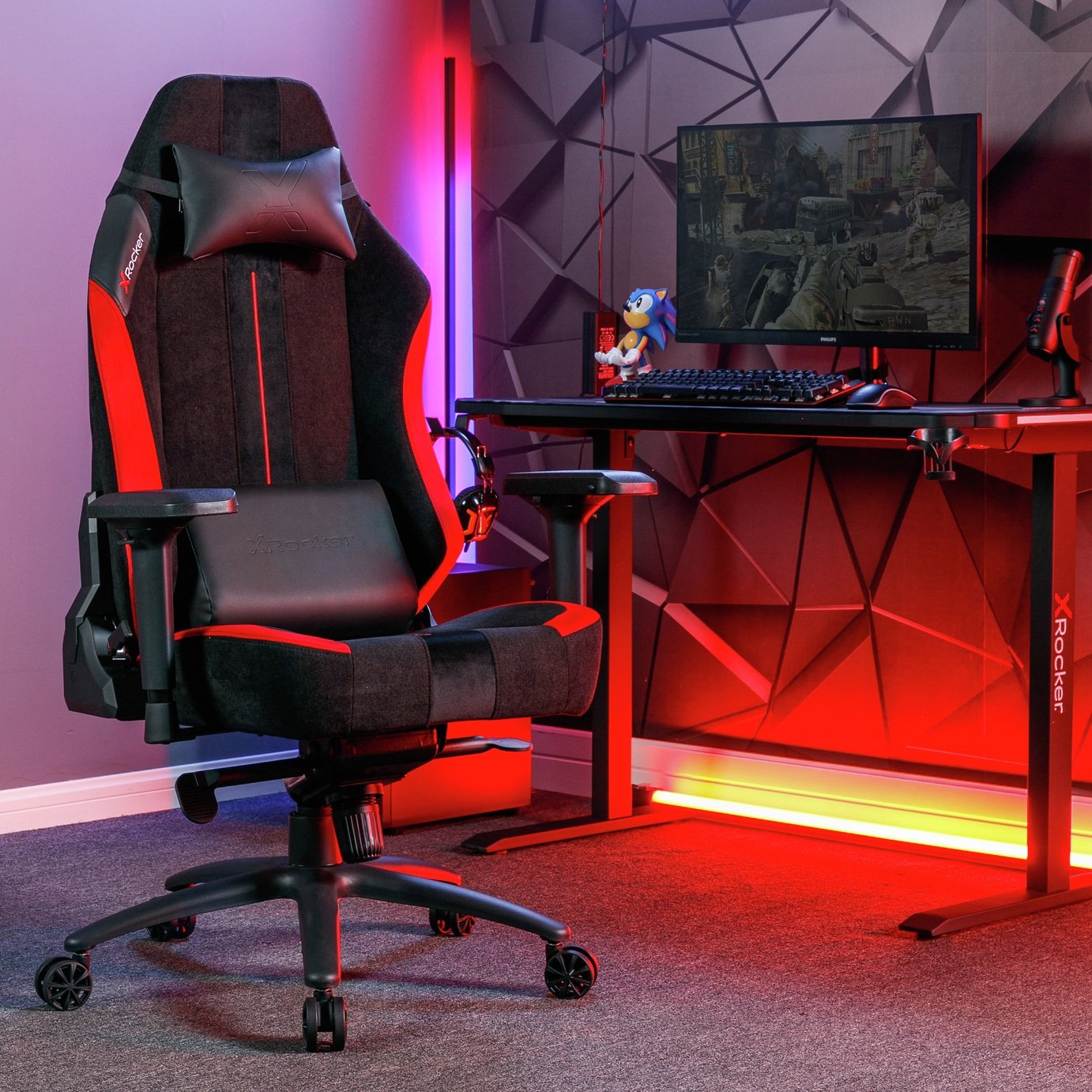 X Rocker Onyx Office Gaming Chair - Black & Red