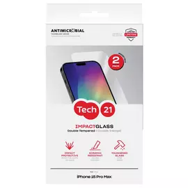 Tech21 iPhone 15 Pro Max Glass Screen Protector Twinpack