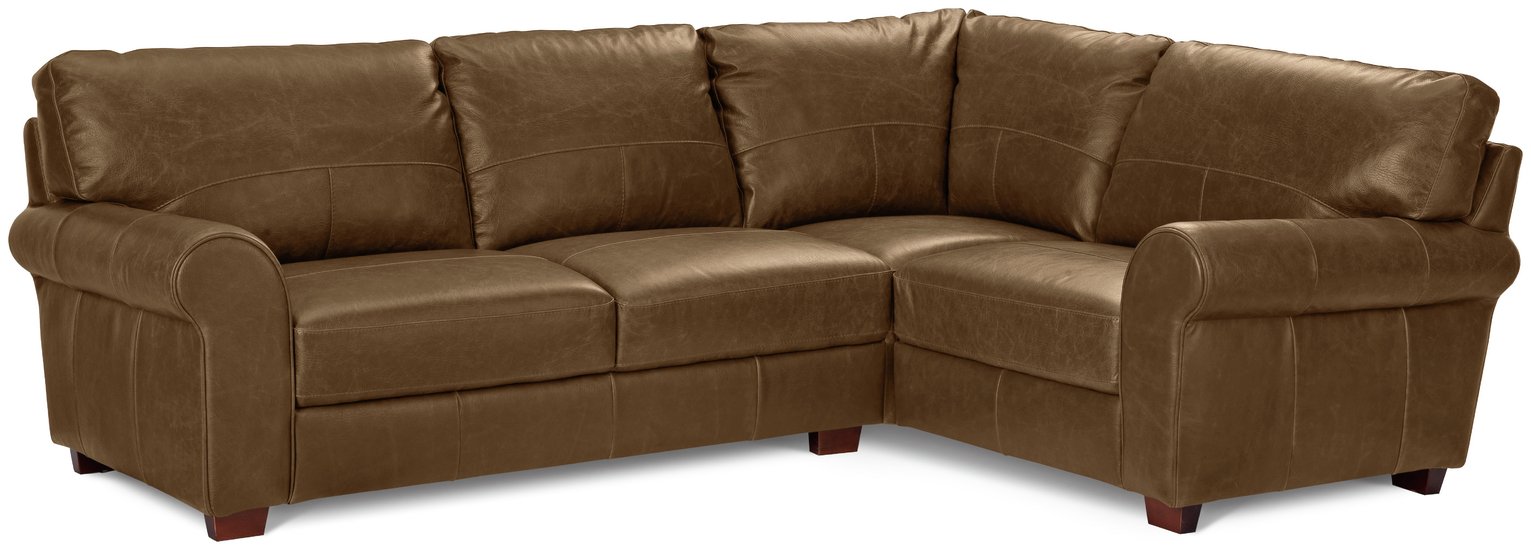 Argos Home Salisbury Leather Right Hand Corner Sofa - Tan