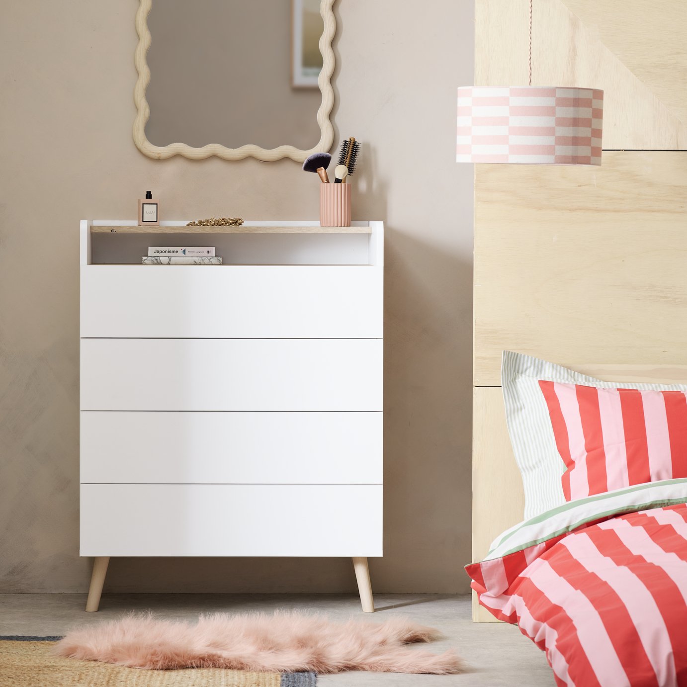 Habitat Skandi 4 Drawer Chest with Shelf - White Two Tone