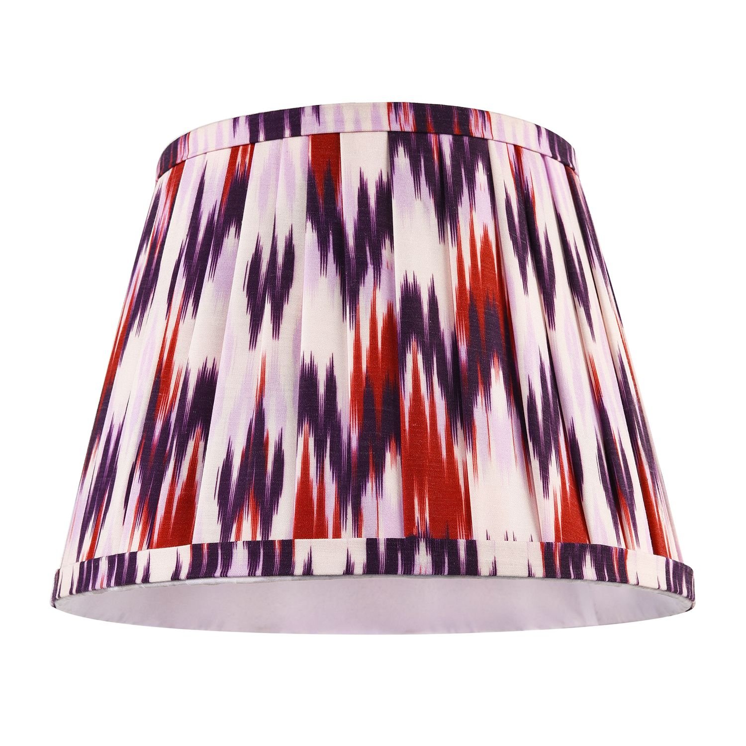 Happy Homewares Purple and Burgundy Pleated Cotton with Zig Zag Lampshade - 25cm