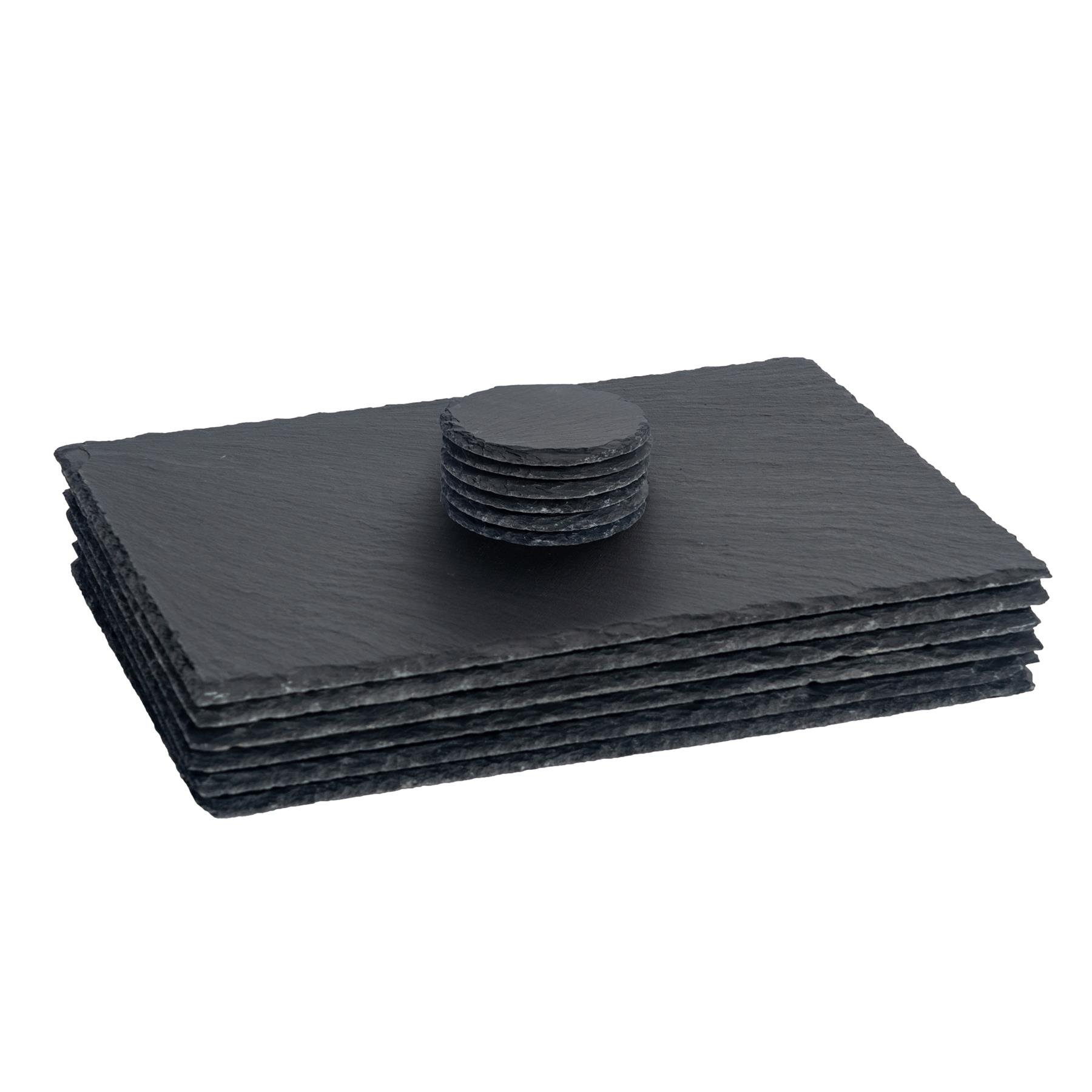 Argon Tableware 12 Piece Slate Placemats & Coasters Set - Grey
