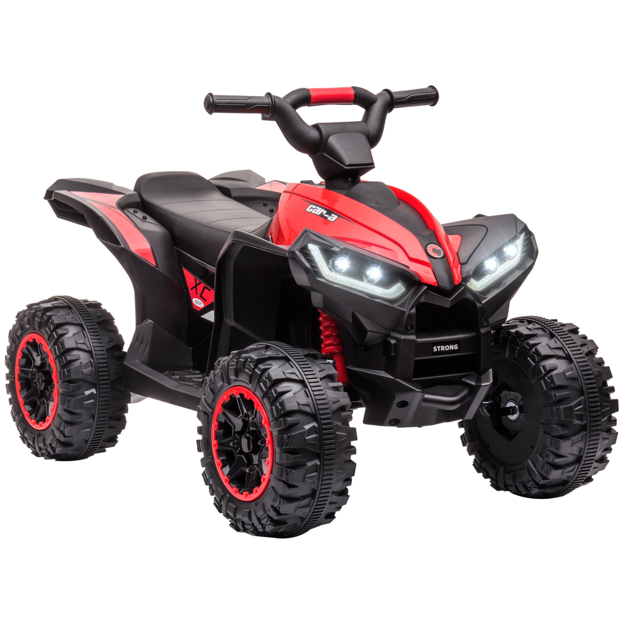HOMCOM 12V 3 to 5 Years LED Lights Music Ride On Quad Bike – Red