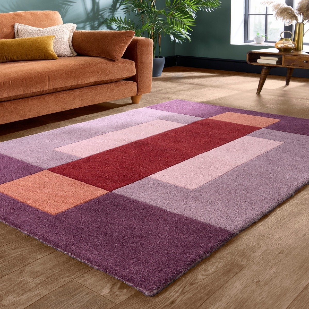 Mega Flooring Purple Modern Chequered Rug - 160 x 230cm