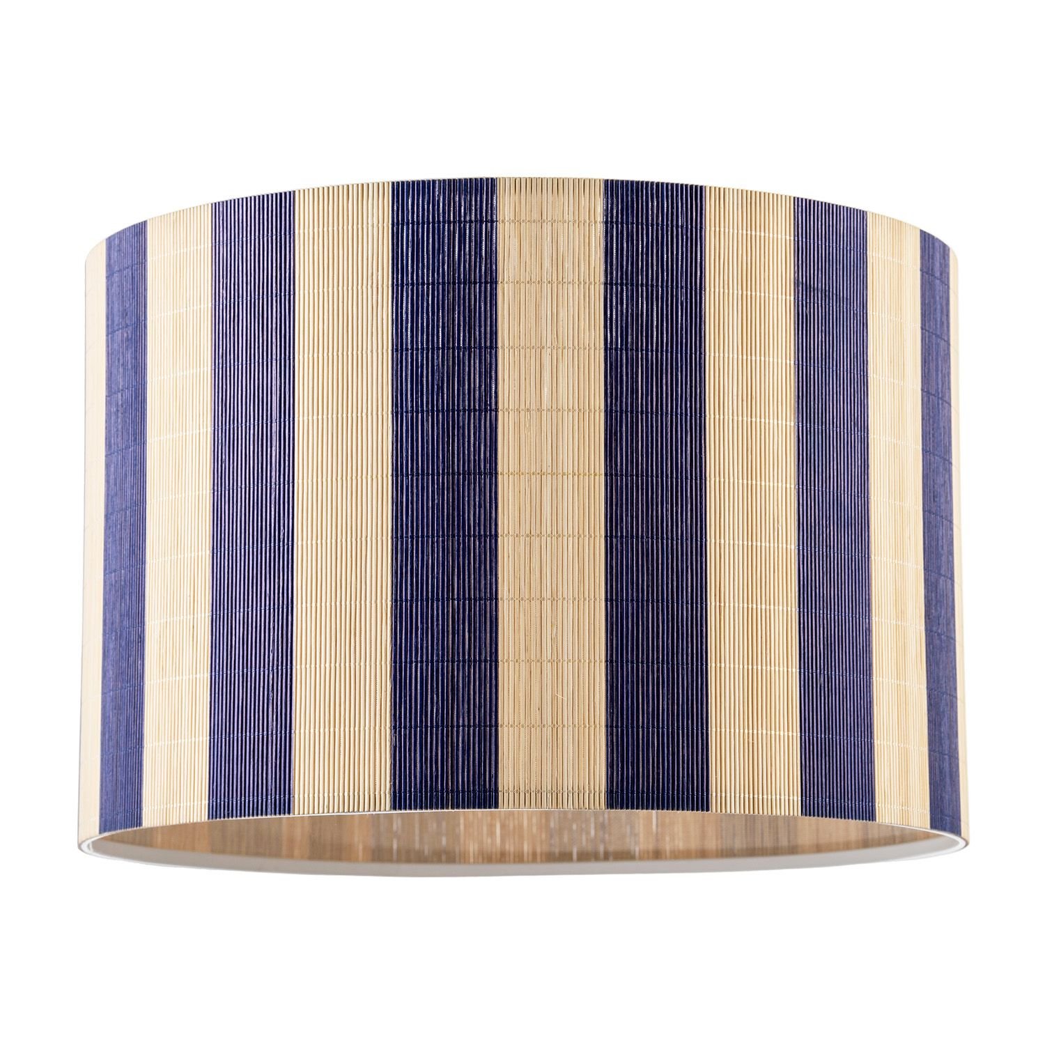 Happy Homewares Chic Natural Brown Bamboo with Navy Midnight Lampshade - 25cm