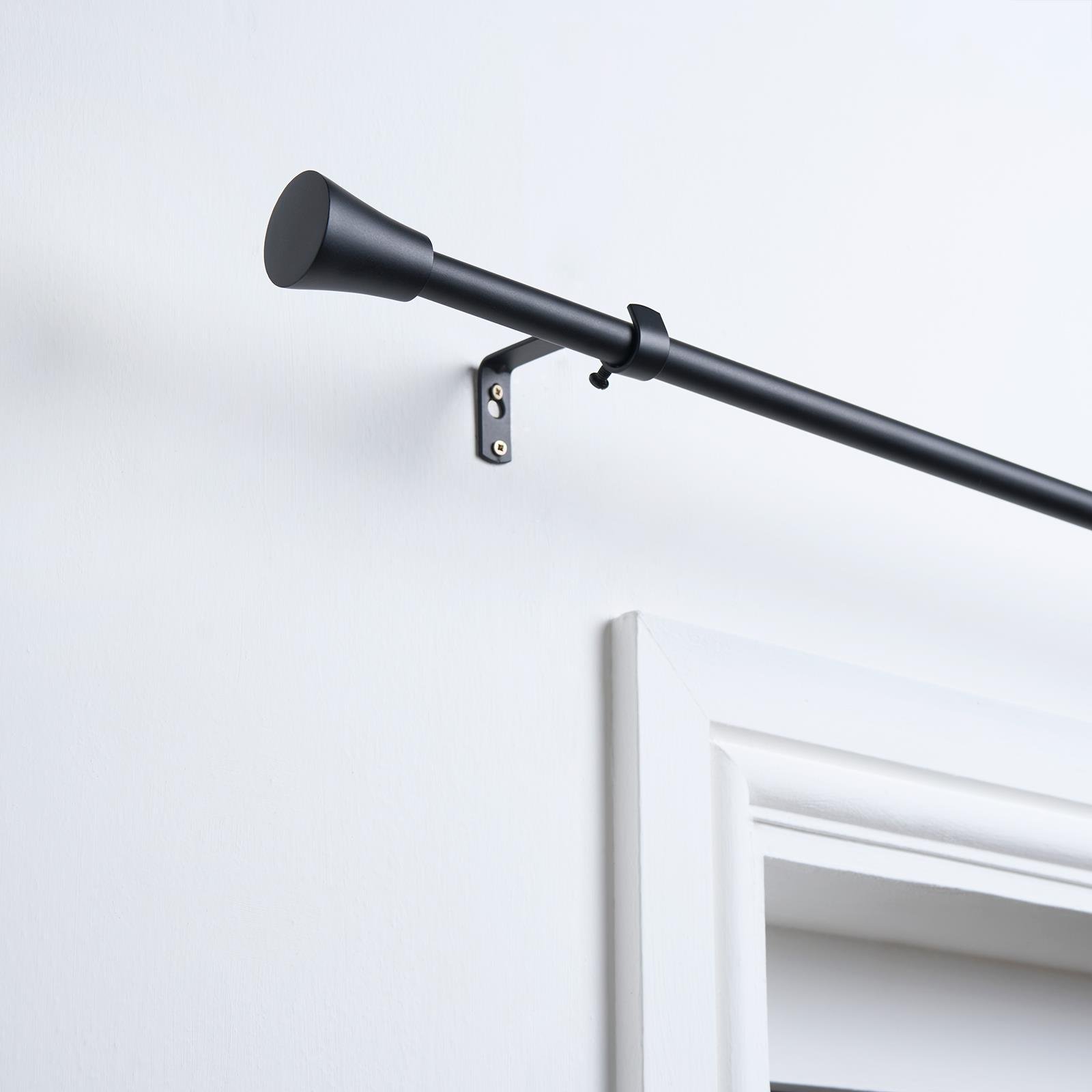 OHS 16mm Trumpet Extendable Curtain Pole 70-120cm - Black