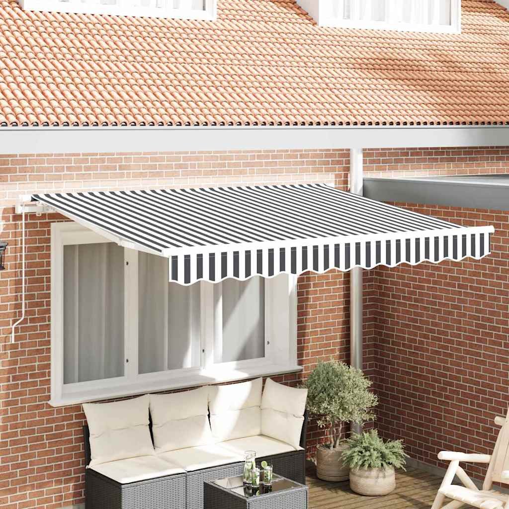 Walplus Polyester Awning - Anthracite and White - 250 x 200 cm - Easy to Install