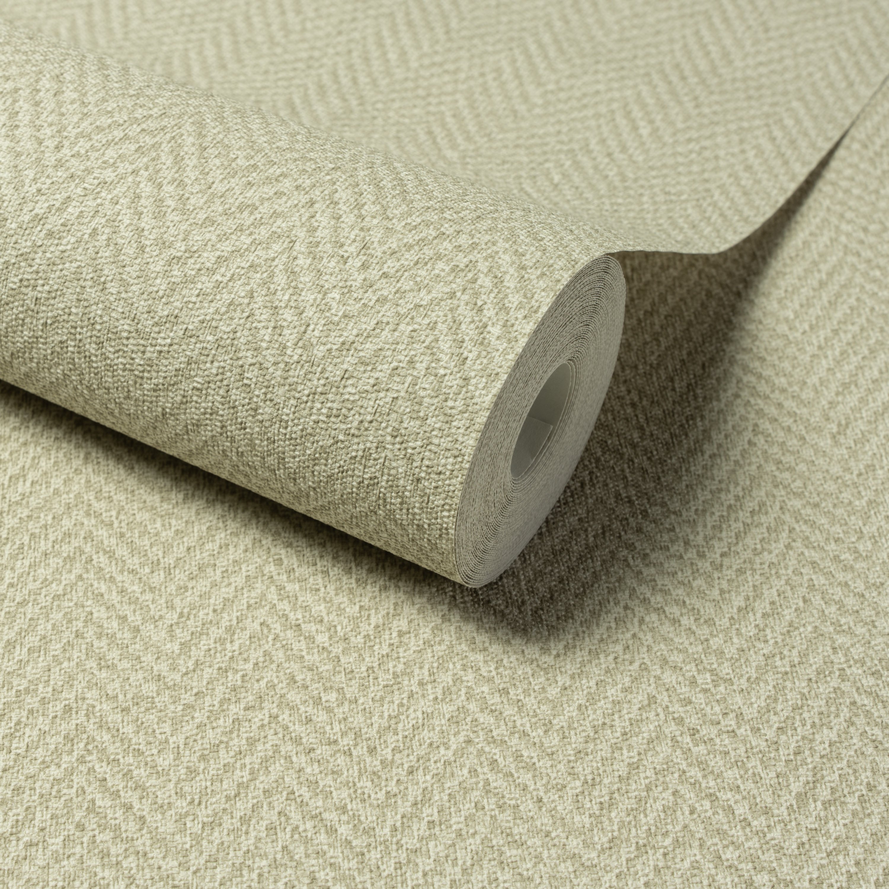 Grandeco Antiga Herringbone Chevron Weave Textured Wallpaper - Sage Green