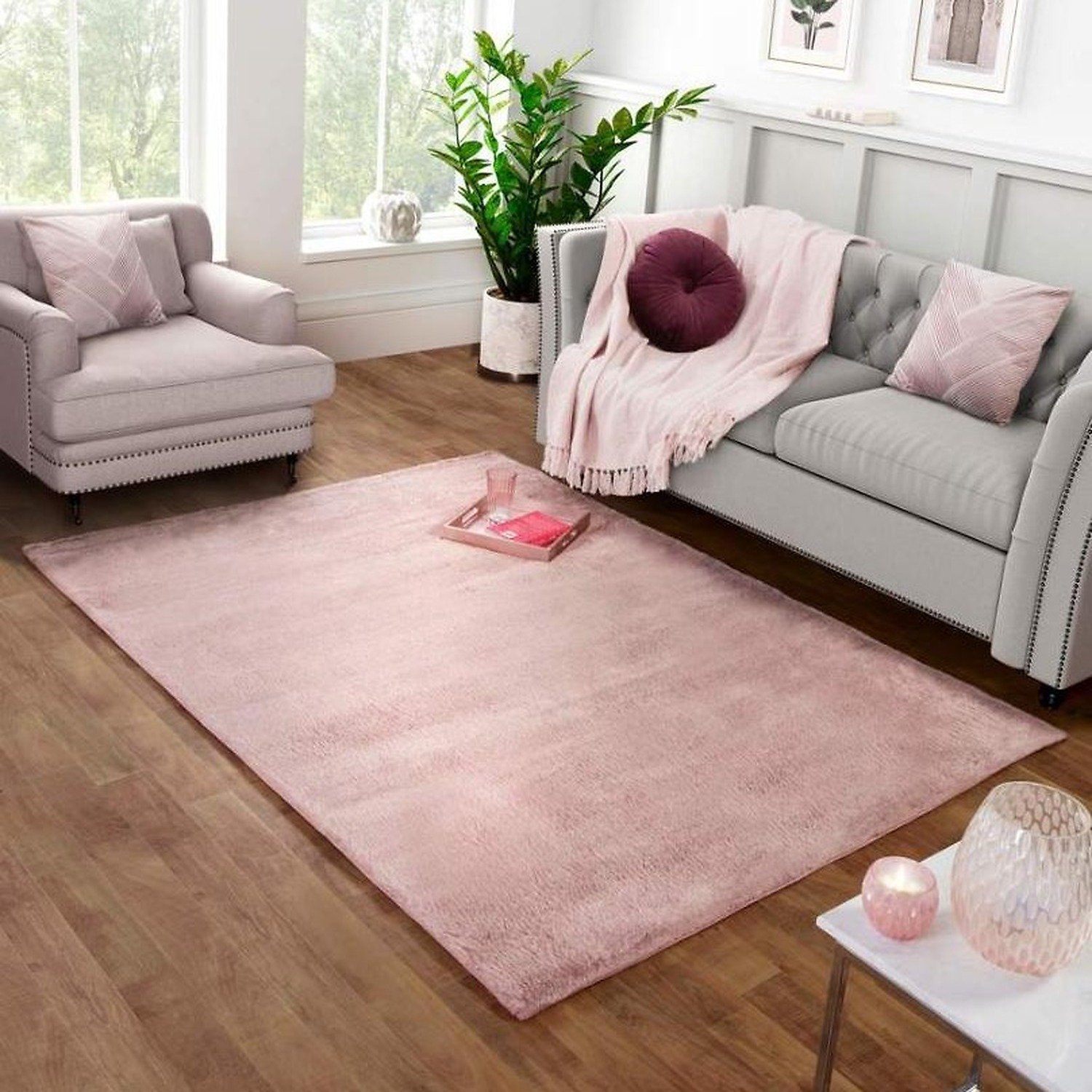 DS Living Dovilla Plush Rug - Pink - 100x60cm