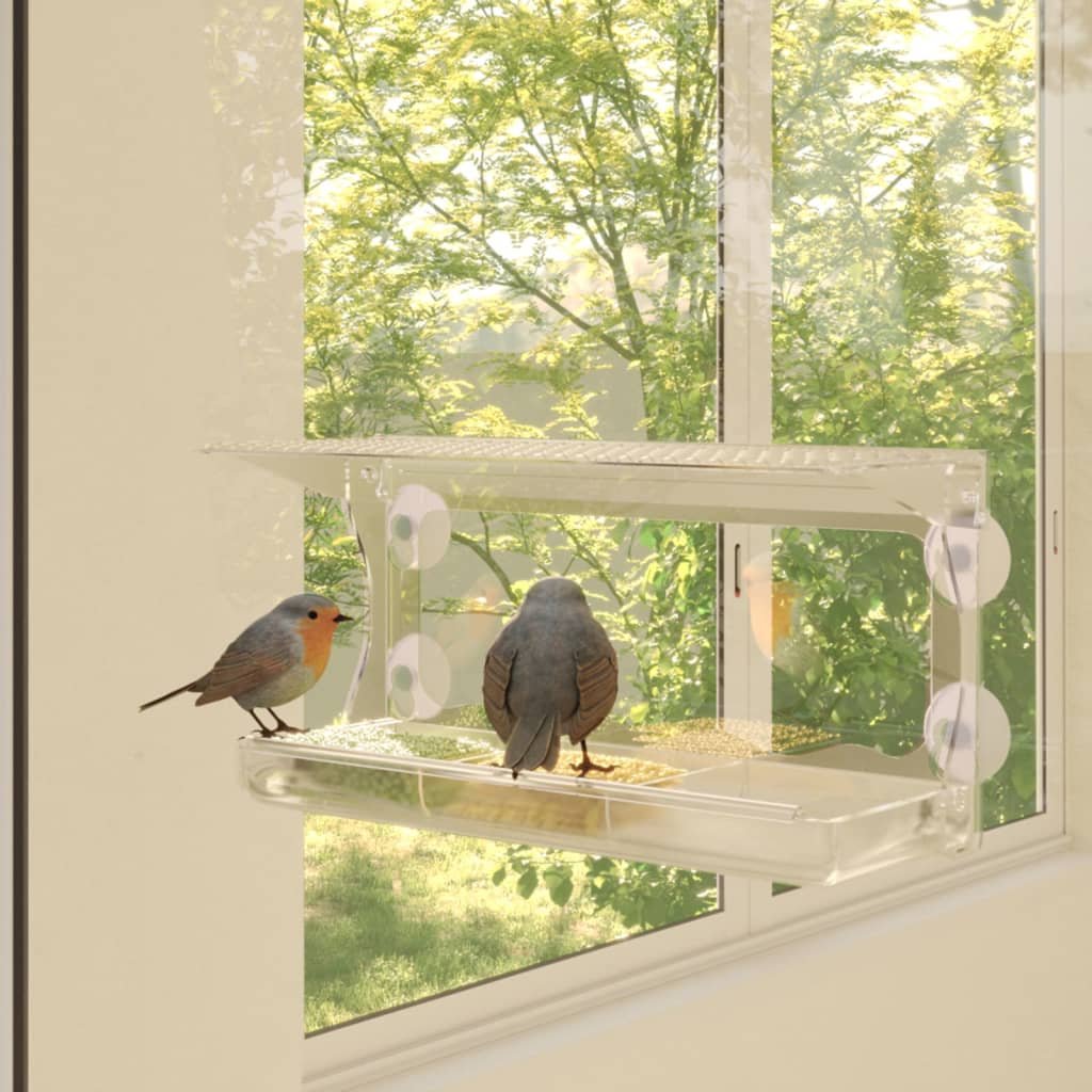 Walplus Pack of 2 Window Bird Feeders Acrylic - Transparent - 30 x 14.5 x 5 cm