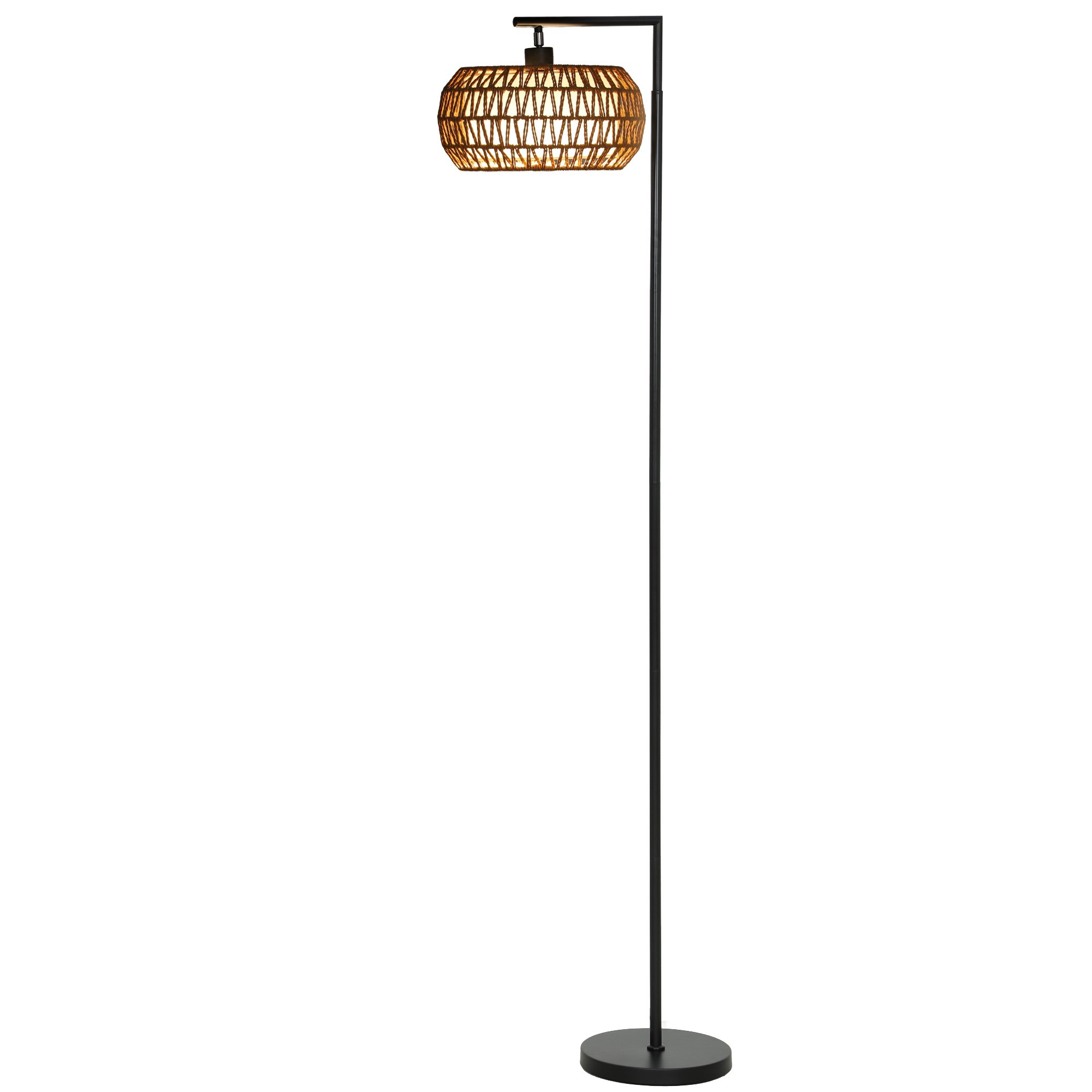 HOMCOM Boho Dimmable Remote Double Shade Floor Lamp - Black