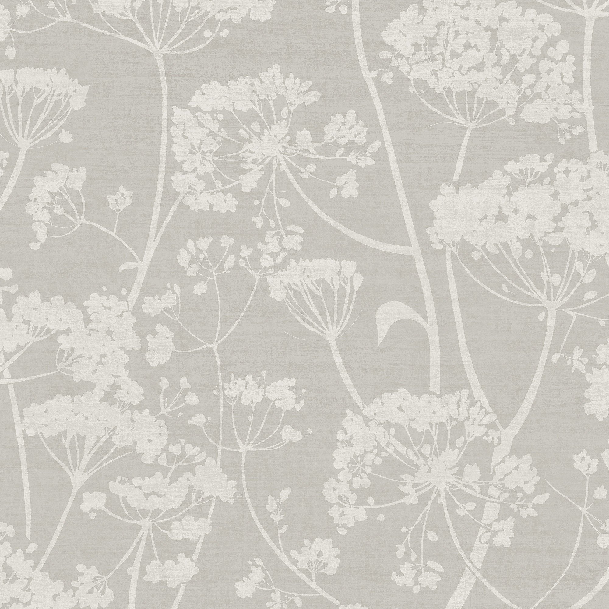 Grandeco Cow Parsley Organic Foliage Trail Wallpaper - Grey