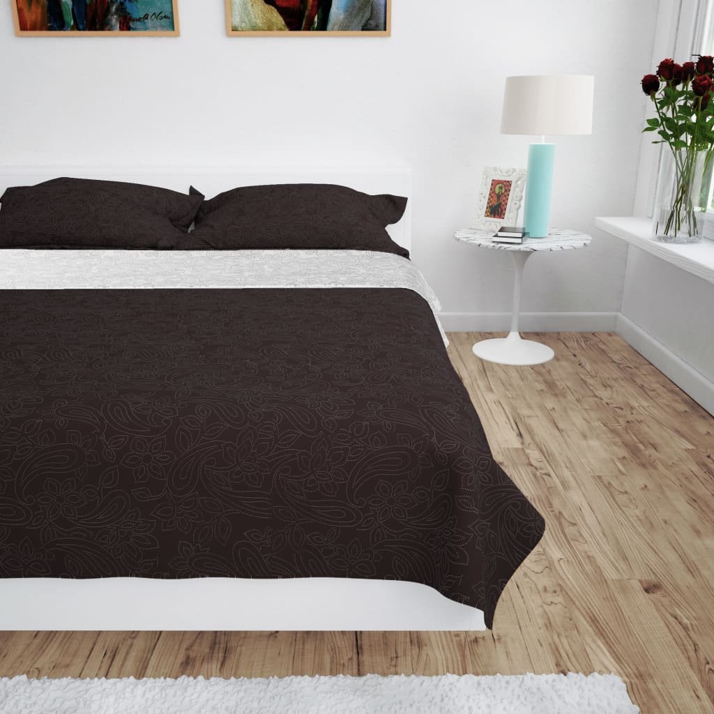 Walplus Double-sided Quilted Bedspread and - Cream and Brown - 170 x 210 cm