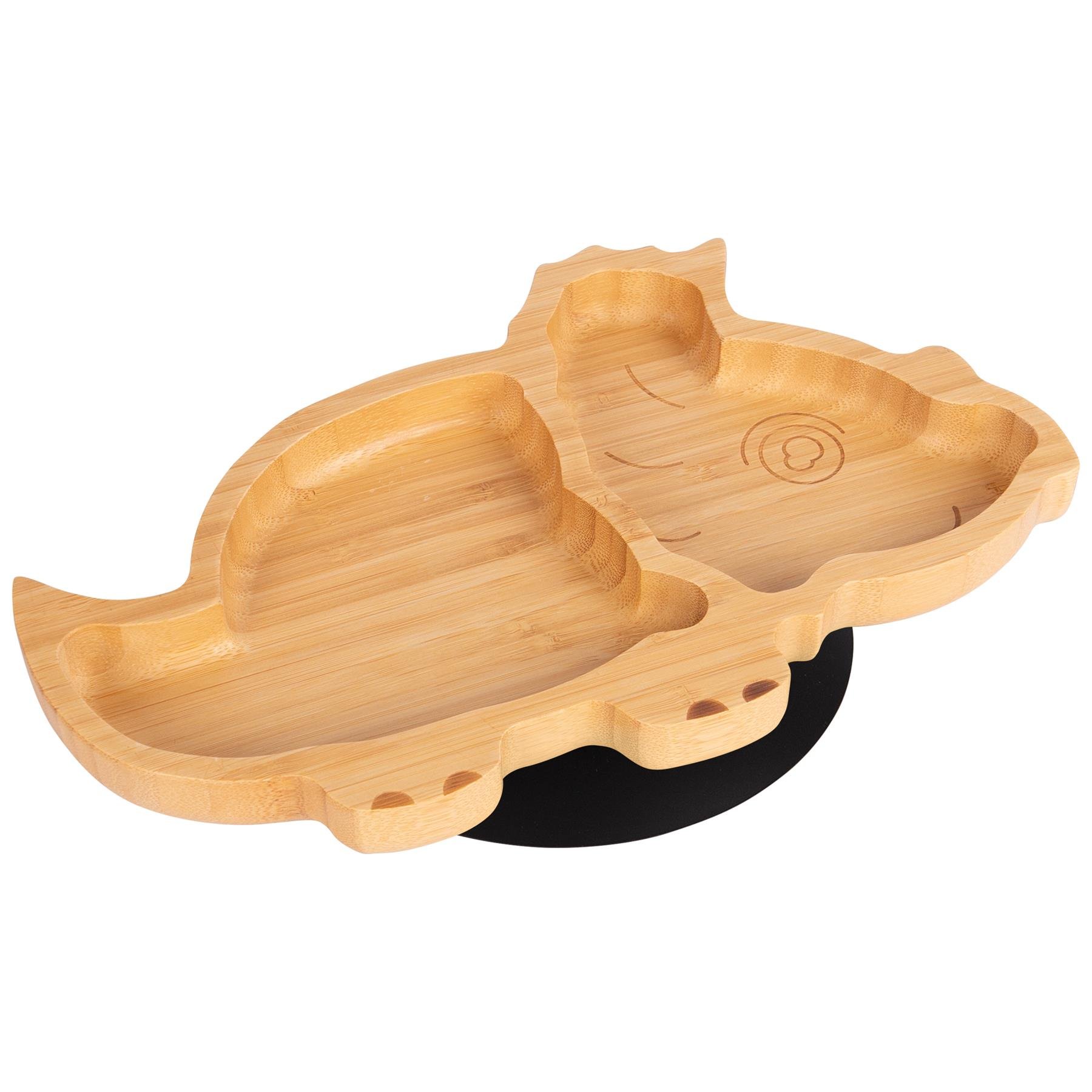 Tiny Dining Children's Bamboo Suction Dinosaur Plate - Black