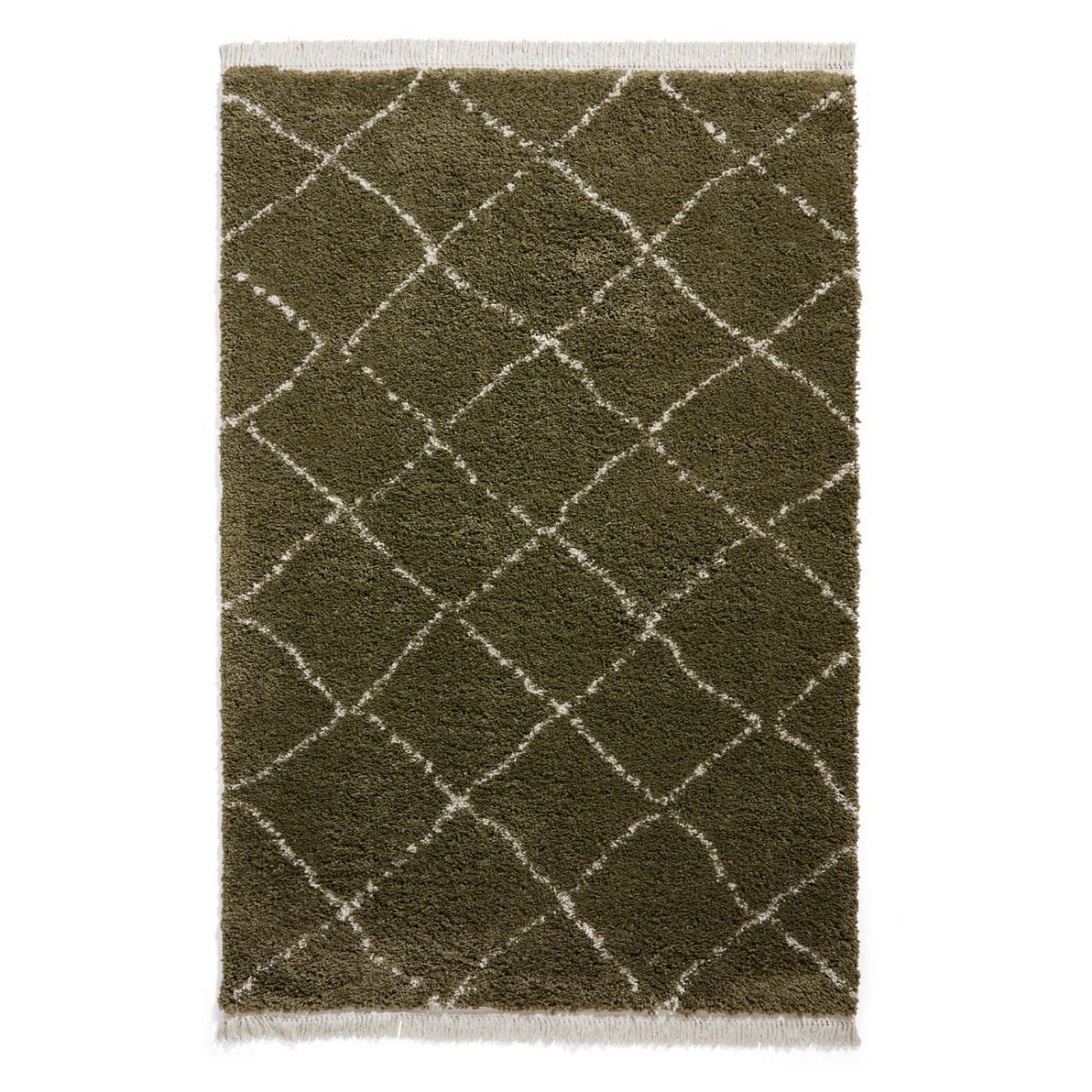 Mega Flooring Green Shaggy Geometric Rug - 200 x 290cm