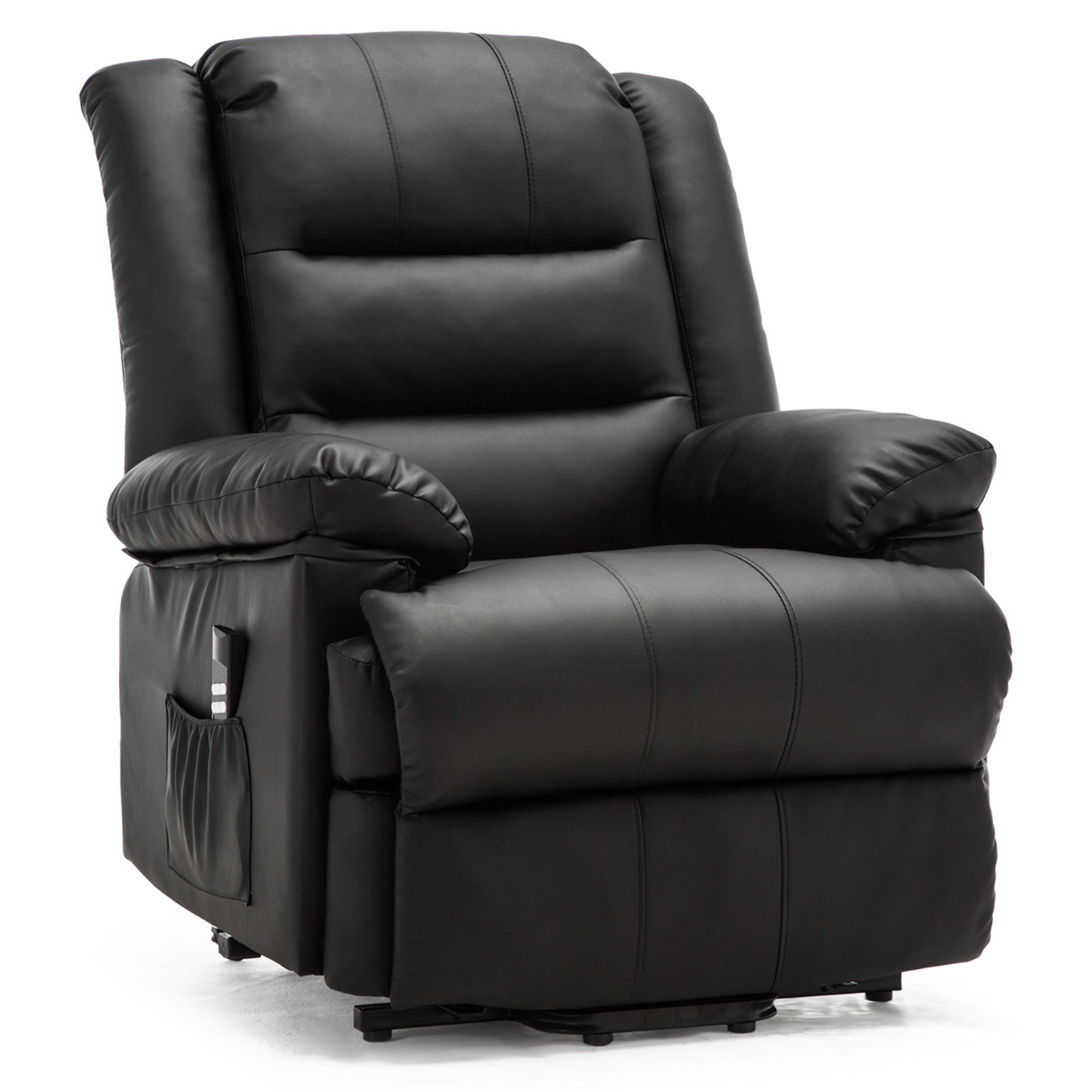 Furniture Online Loxley Dual Motor Rise Recliner Bonded Leather Chair - Black