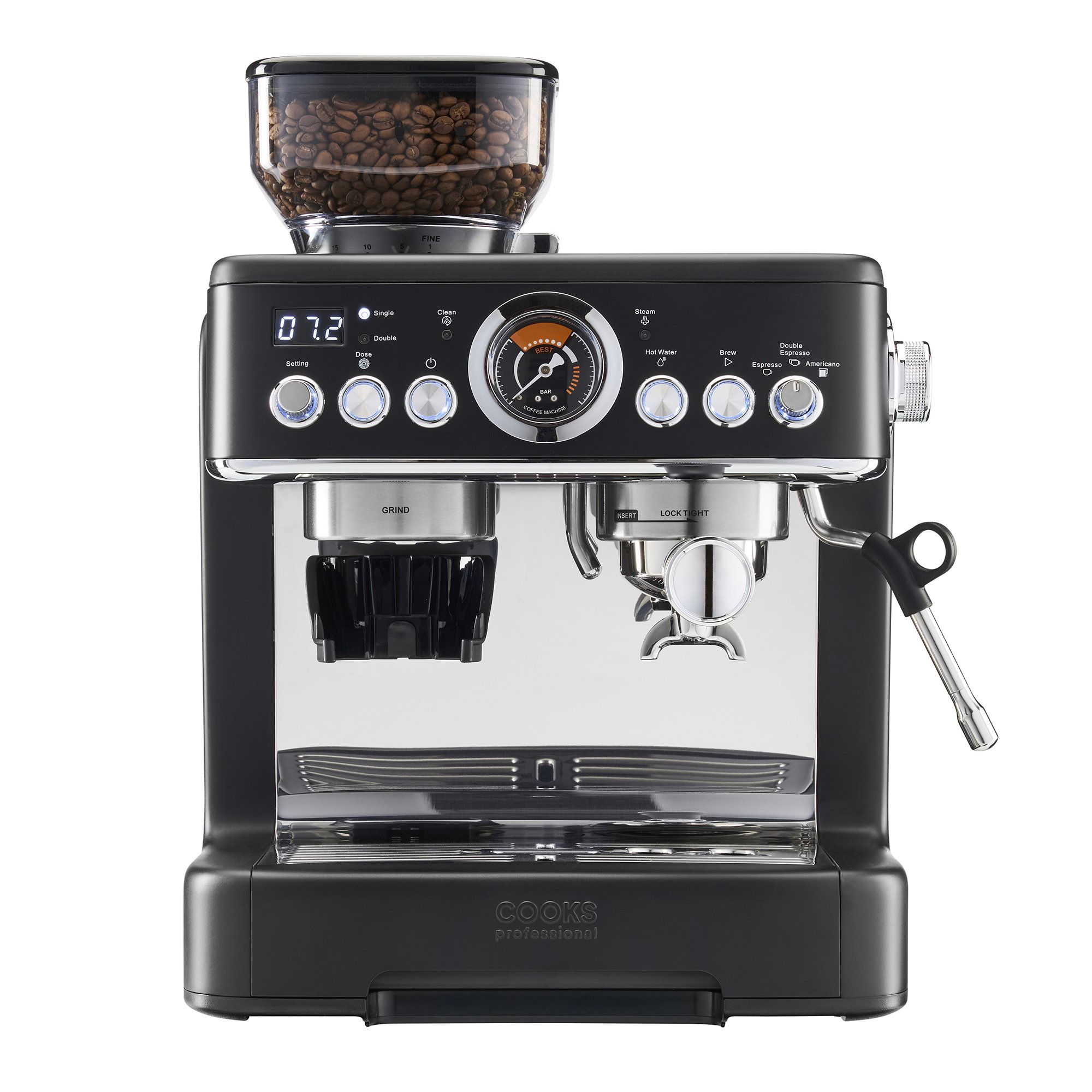 Cooks Professional Bean-to-Cup Espresso Coffee Machine - Black