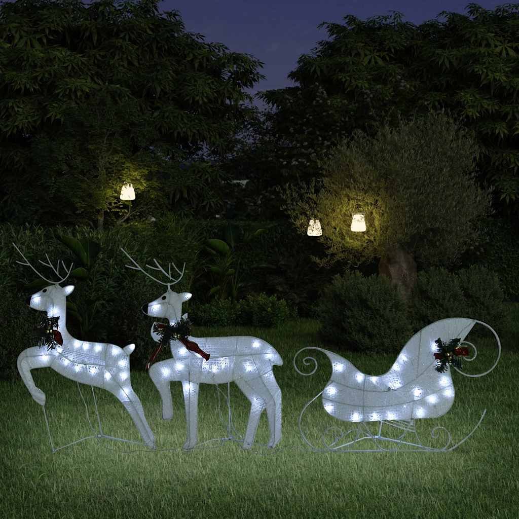 Walplus Reindeer and Sleigh Christmas Decoration 60 LEDs Outdoor - White