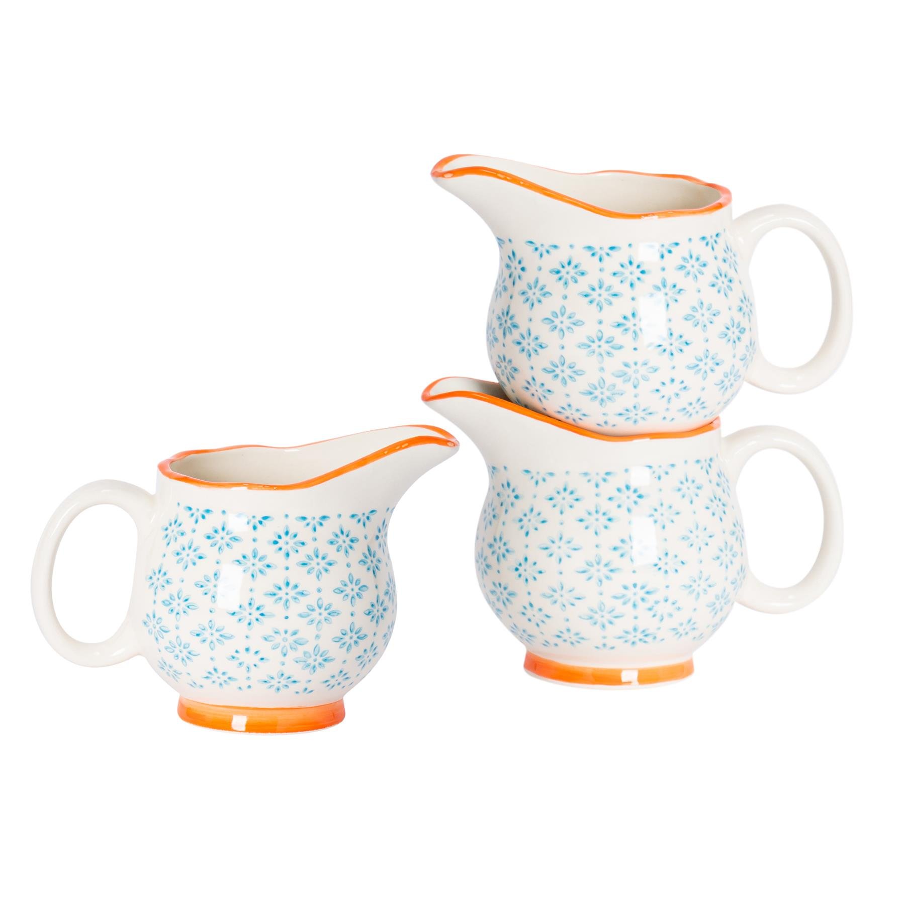 Nicola Spring Hand-Printed Milk Jugs - Blue - Pack of 6