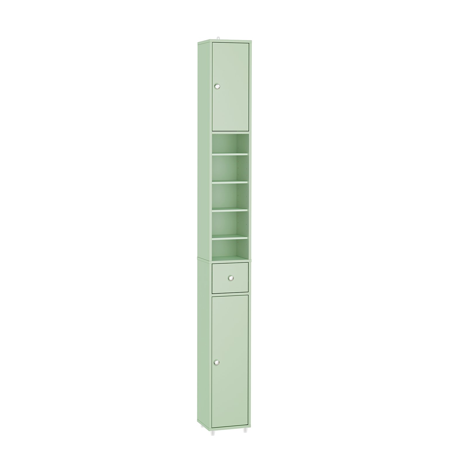 SoBuy 6 Adjustable Shelf Tall Slim Bathroom Storage Cabinet - Light Green