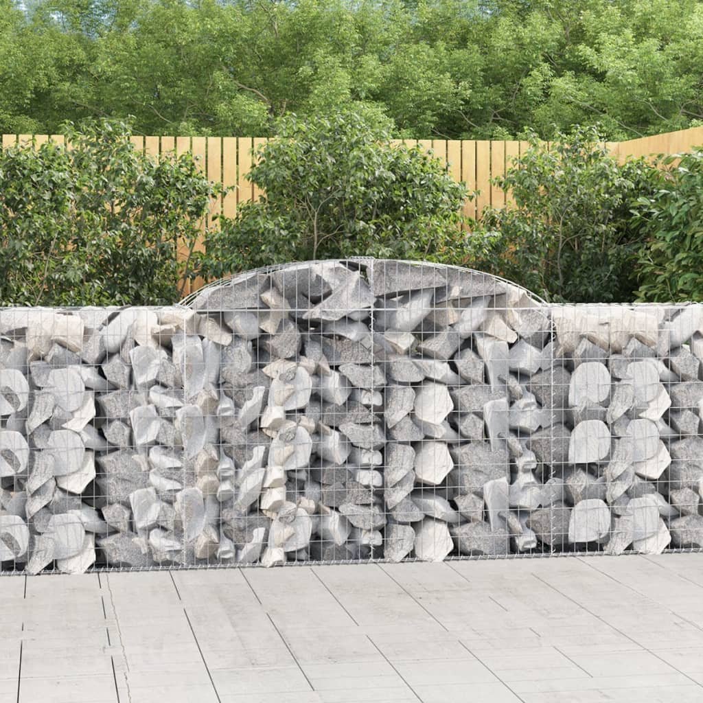 Walplus Pack of 4 Galvanised Iron Gabion Basket - Silver - 300 x 50 x 100-120 cm