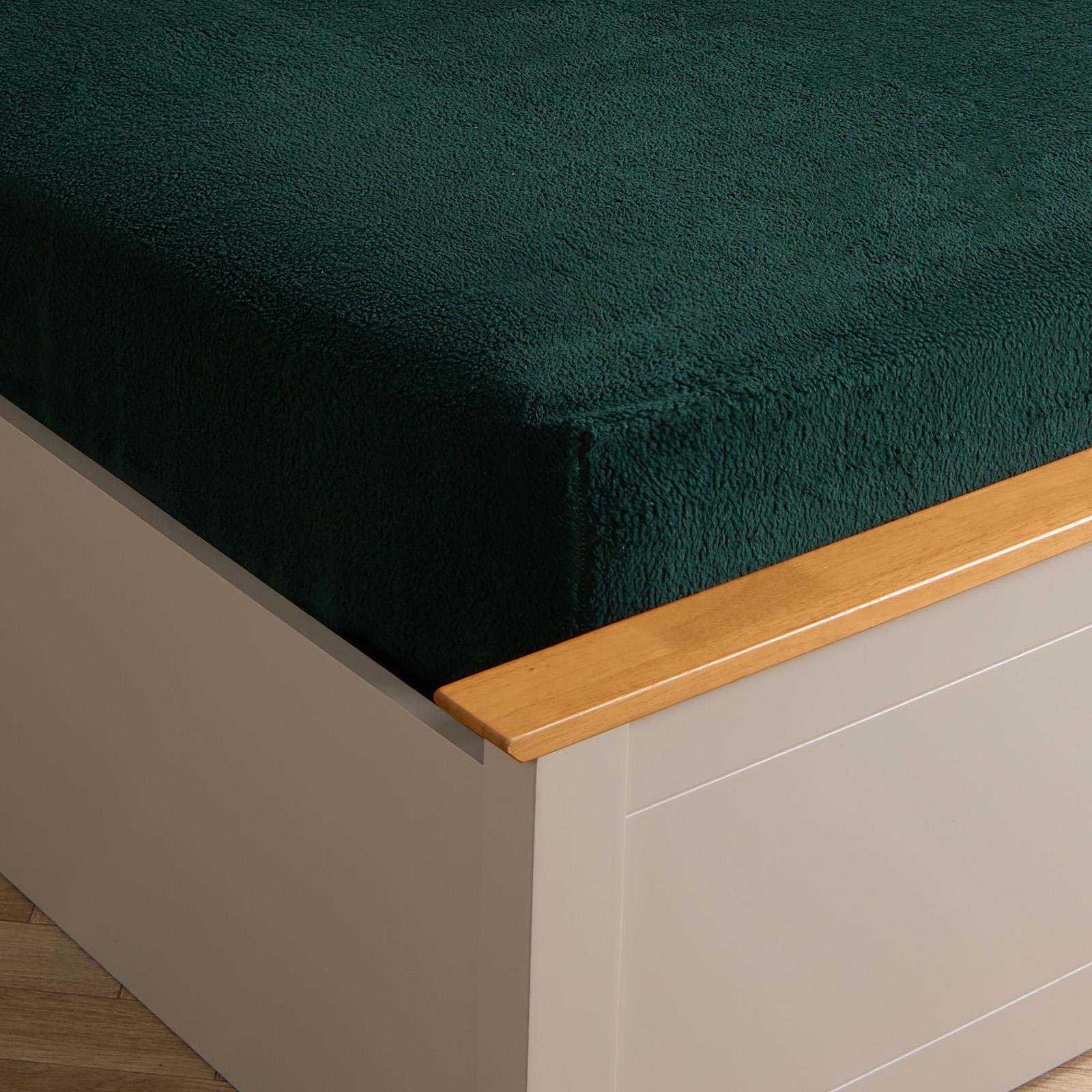 OHS Teddy Fleece Thermal Fitted Bed Sheet Forest Green - Double