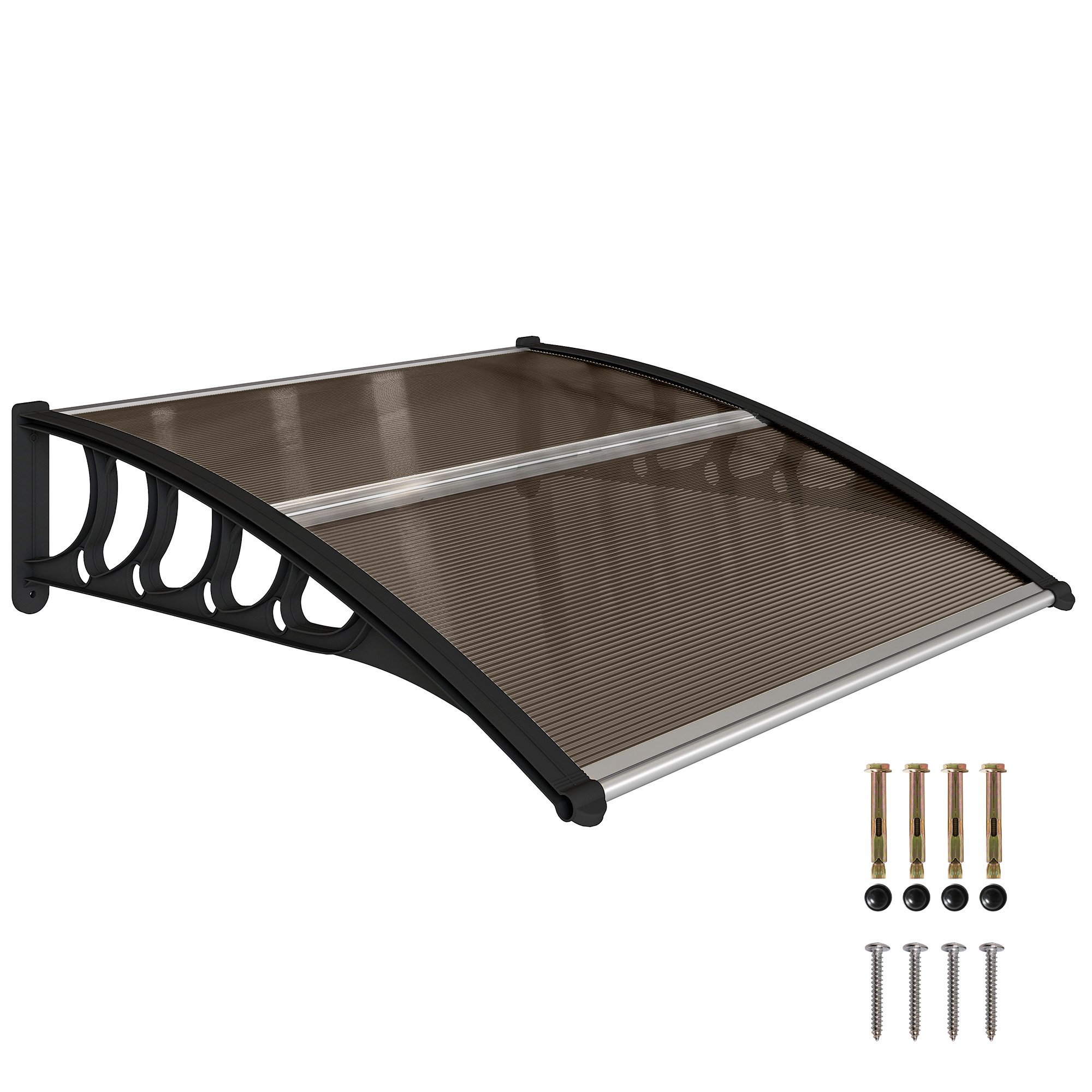 Outsunny Garden Door Canopy Rain Shelter Outdoor Awning - Brown