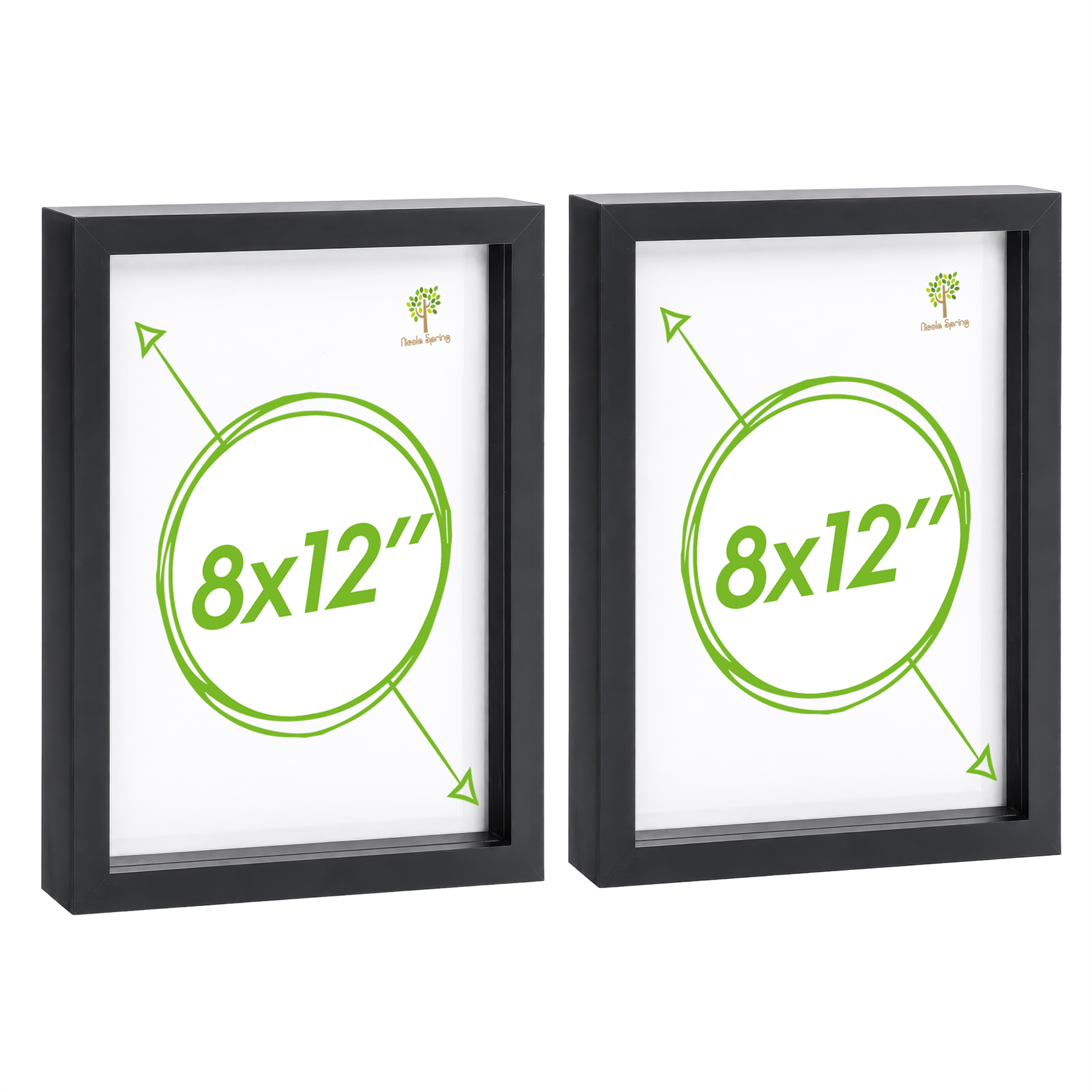 Nicola Spring 3D Box Photo Frames - 8 x 12" - Set of 2 - Black