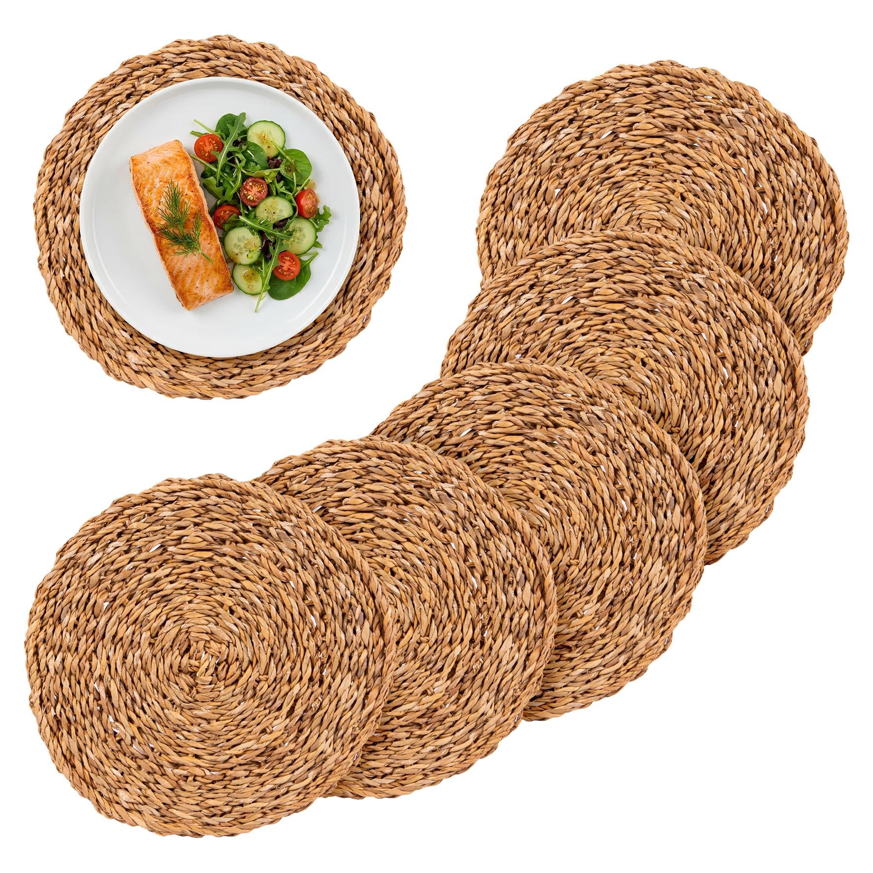 Argon Tableware Round Woven Seagrass Placemats - Pack of 6