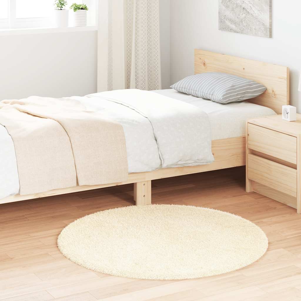 Walplus Navarra Round Polyester Rug - Cream - 100 x 100cm