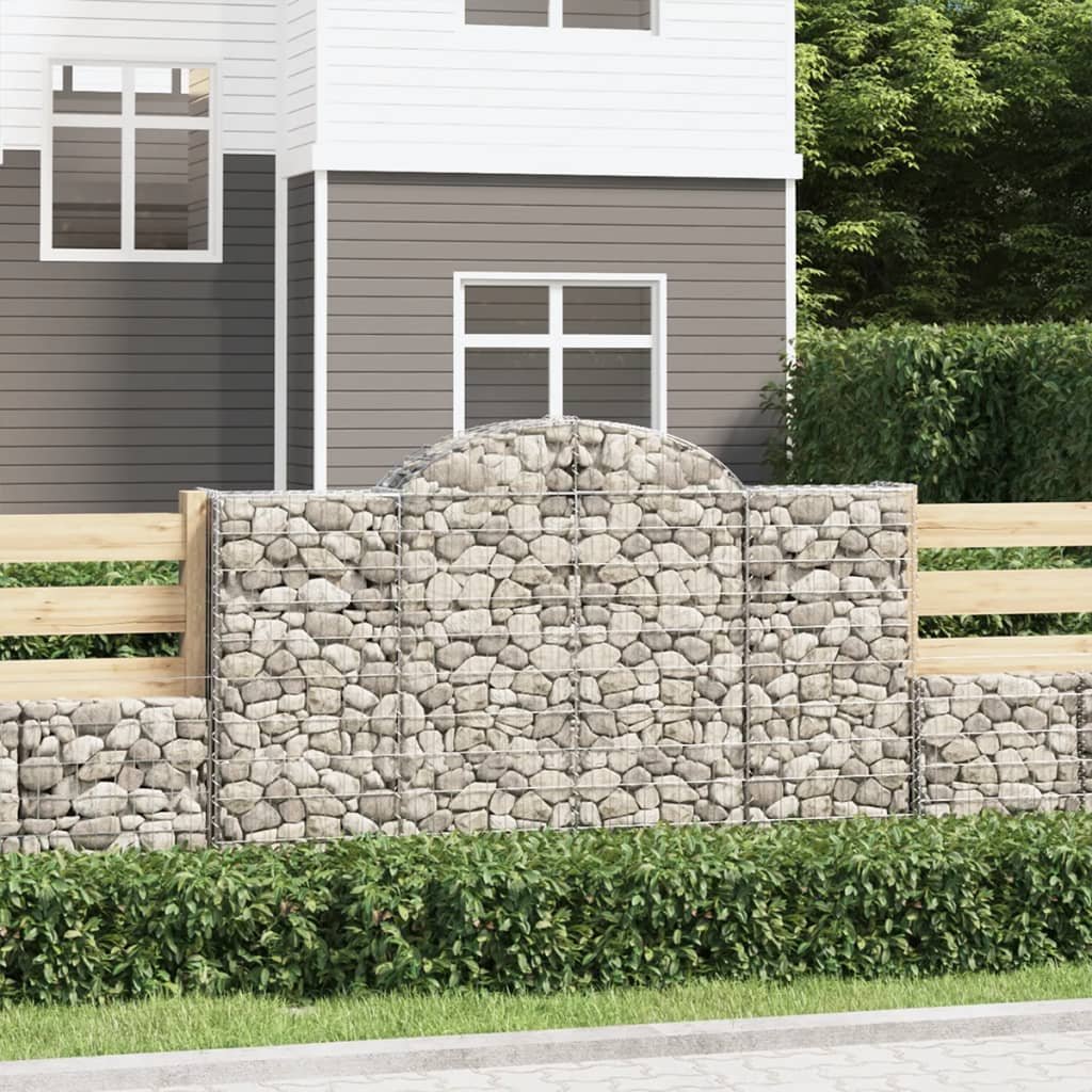 Walplus Pack of 4 Galvanised Iron Gabion Basket - Silver - 200 x 50 x 120-140 cm