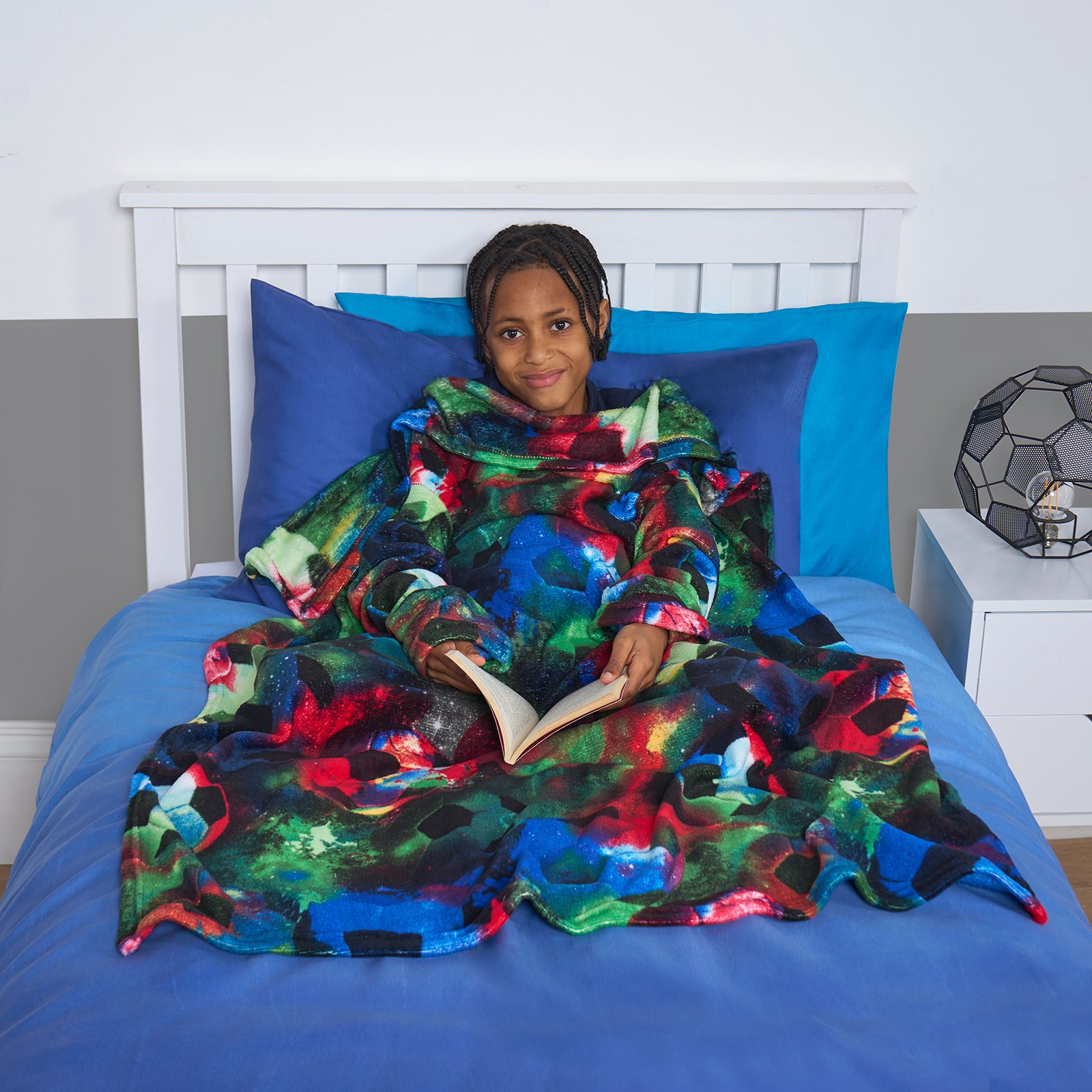 OHS Kids Football Print TV Blanket 100 x 125cm - Neon