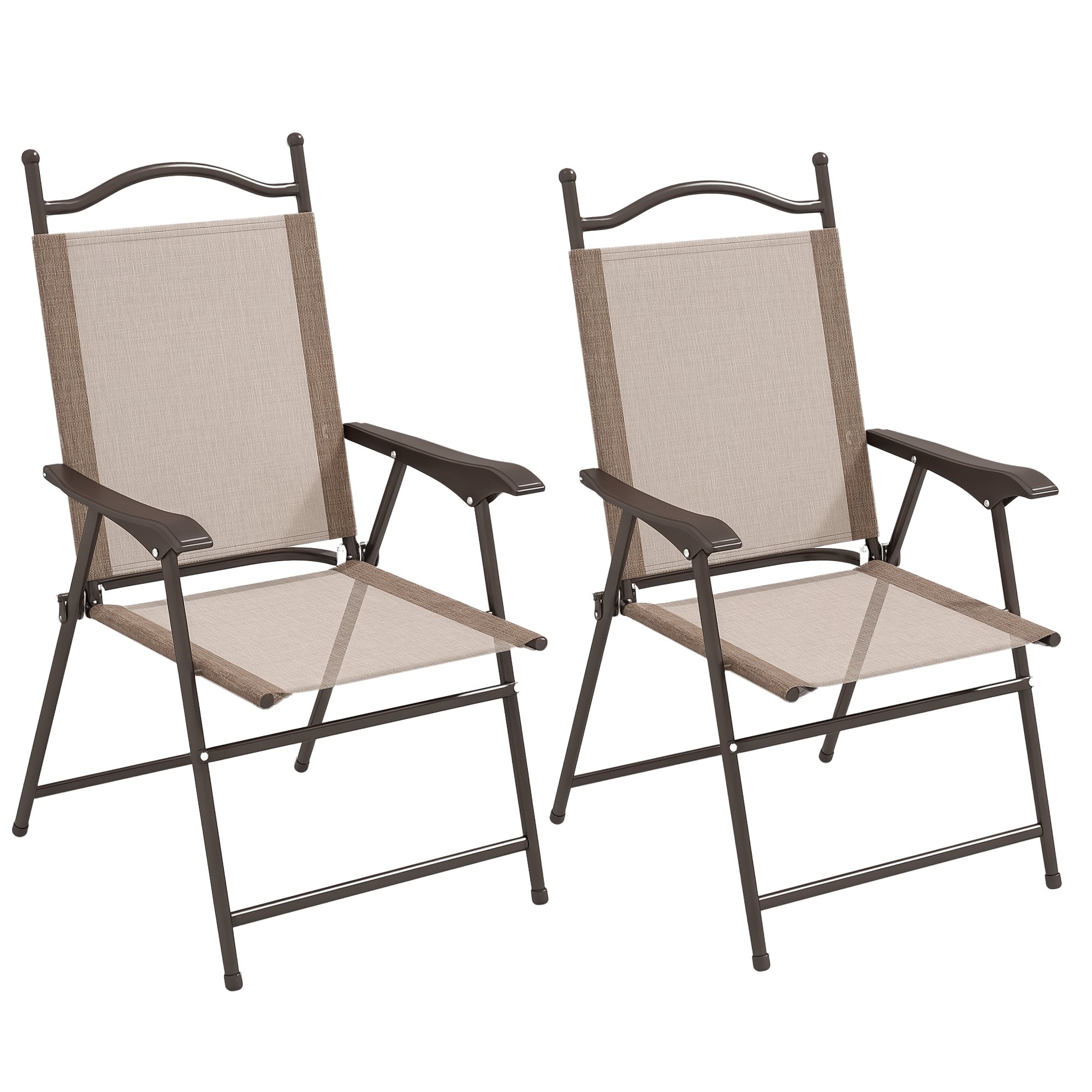 Outsunny Set of 2 Garden Folding Chairs - Mixed Brown