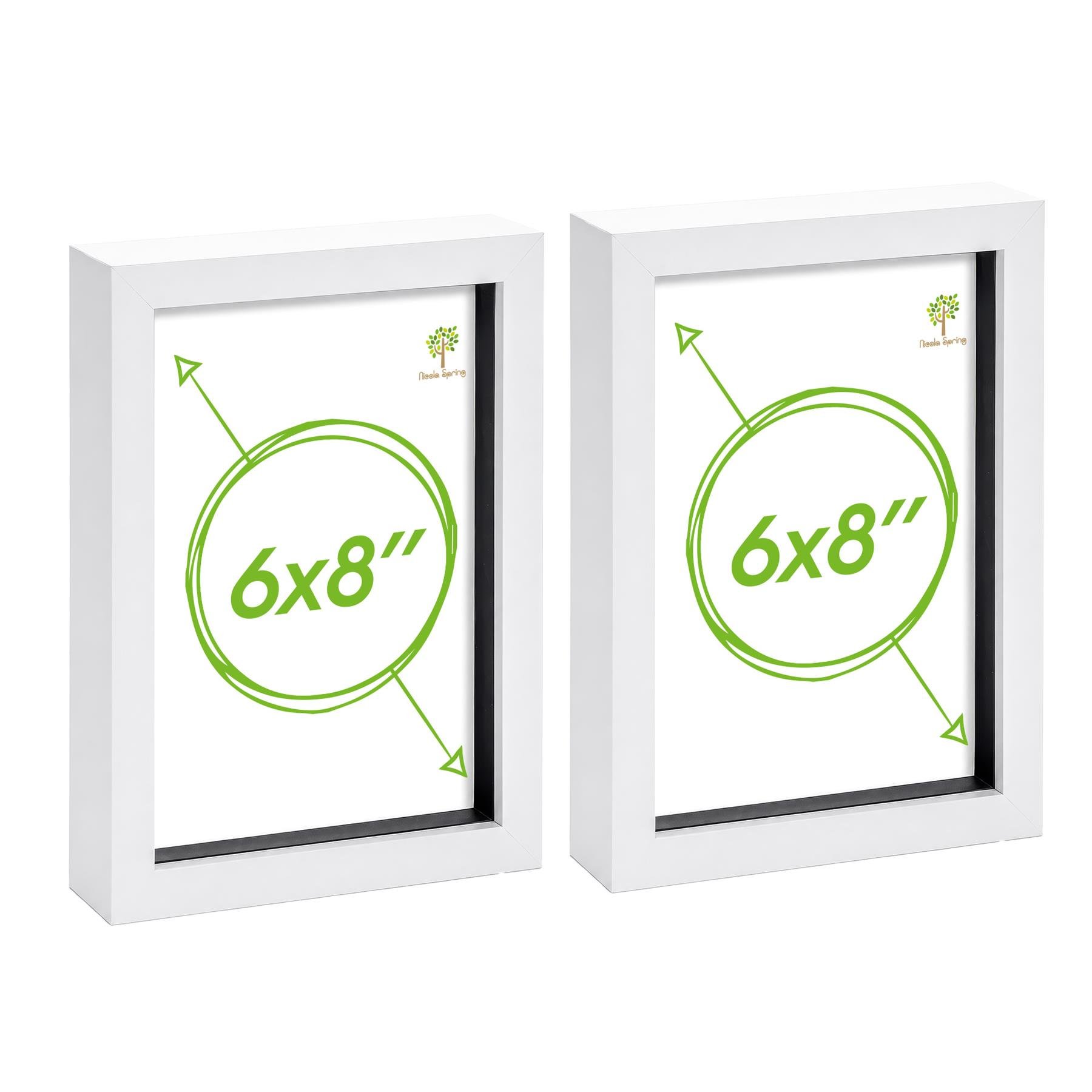 Nicola Spring 3D Box Photo Frames 6 x 8" Set of 2 - White