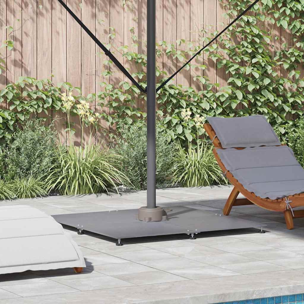 Walplus Steel Parasol Base Look - Dark Grey Wood Look - 100 x 100 x 4 cm